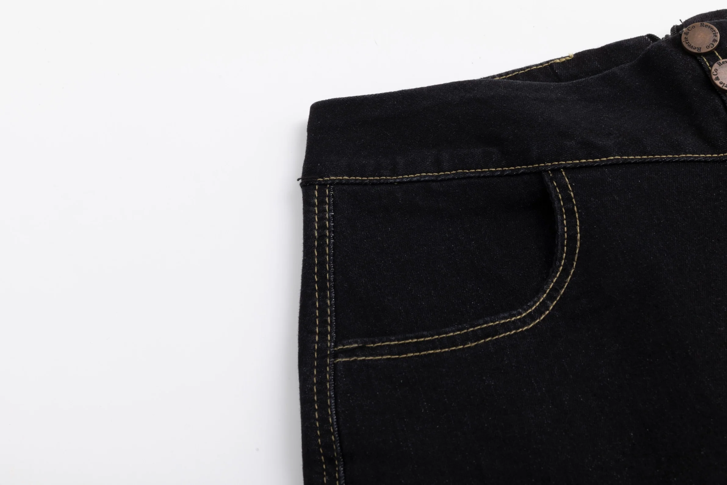 3 Button Denim Skirt-Black Denim - Image 5
