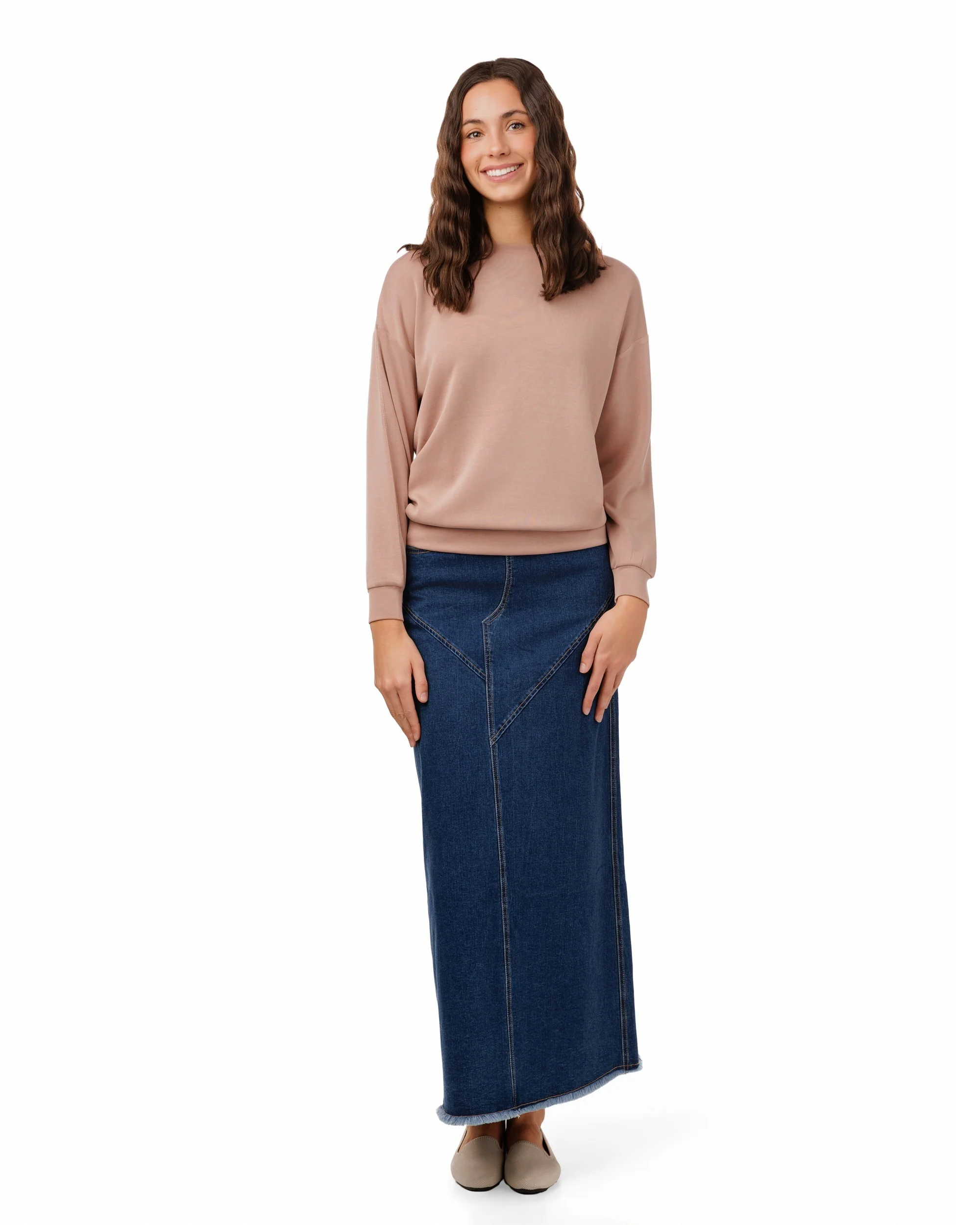 3 Button Denim Skirt- Blue Denim - Image 2