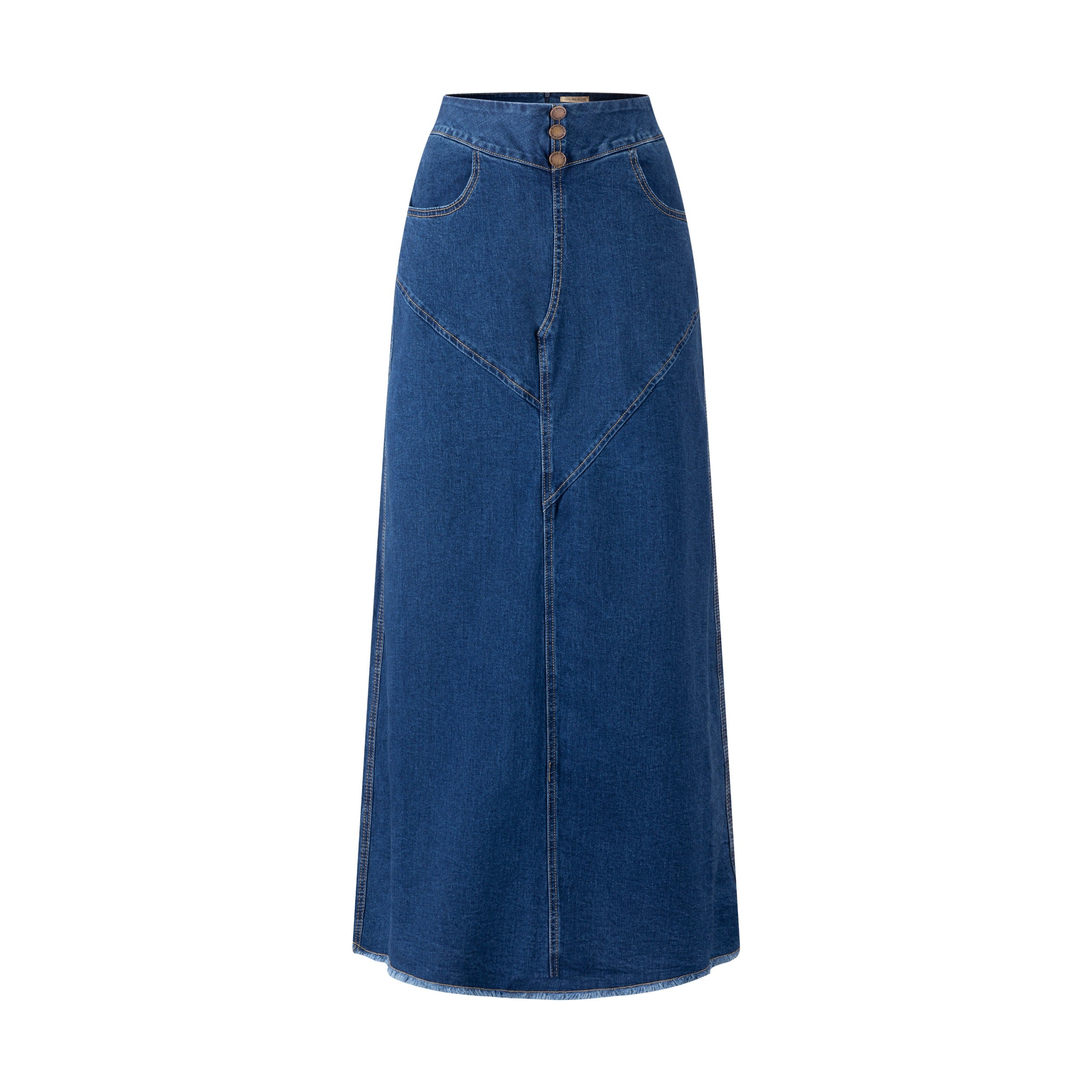 3 Button Denim Skirt- Blue Denim - Image 4