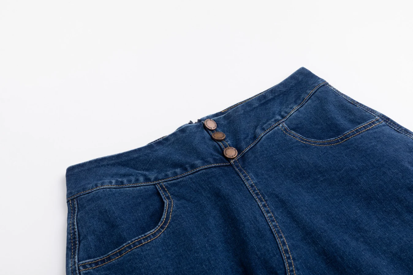 3 Button Denim Skirt- Blue Denim - Image 7