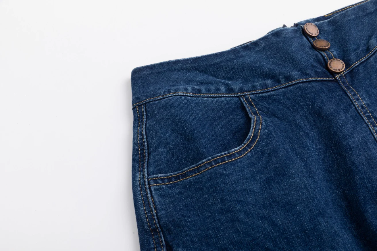 3 Button Denim Skirt- Blue Denim - Image 8