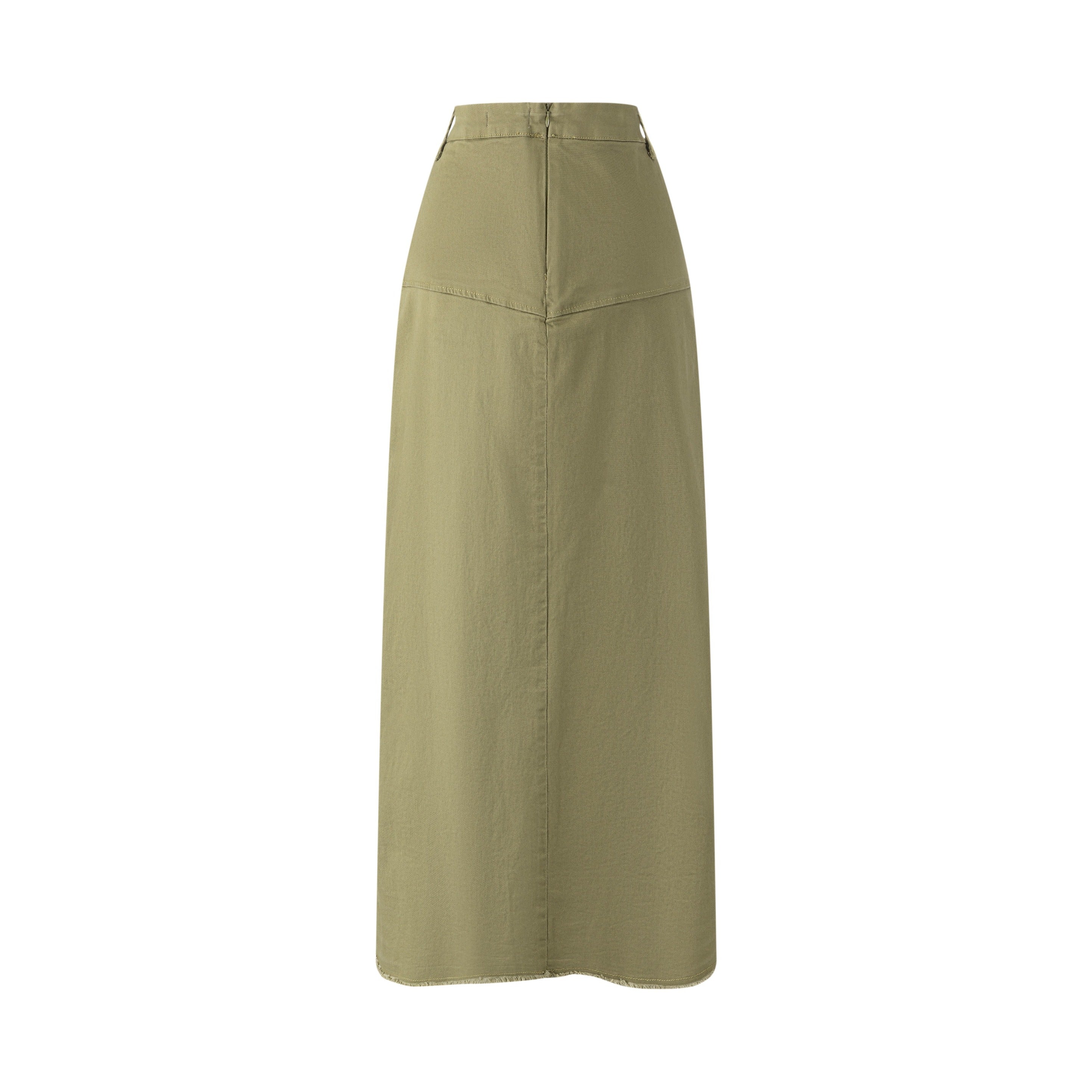 3 Button Denim Skirt - Green Moss - Image 3