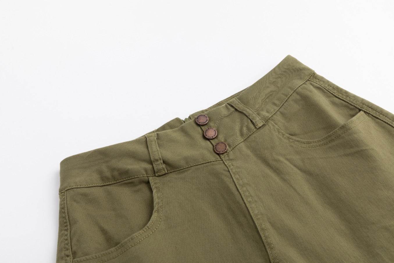 3 Button Denim Skirt - Green Moss - Image 5