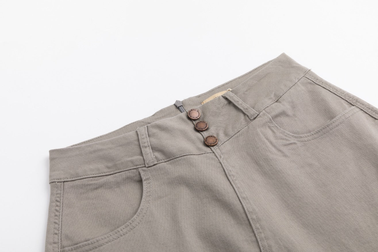 3 Button Denim Skirt- Grey Stone - Image 6