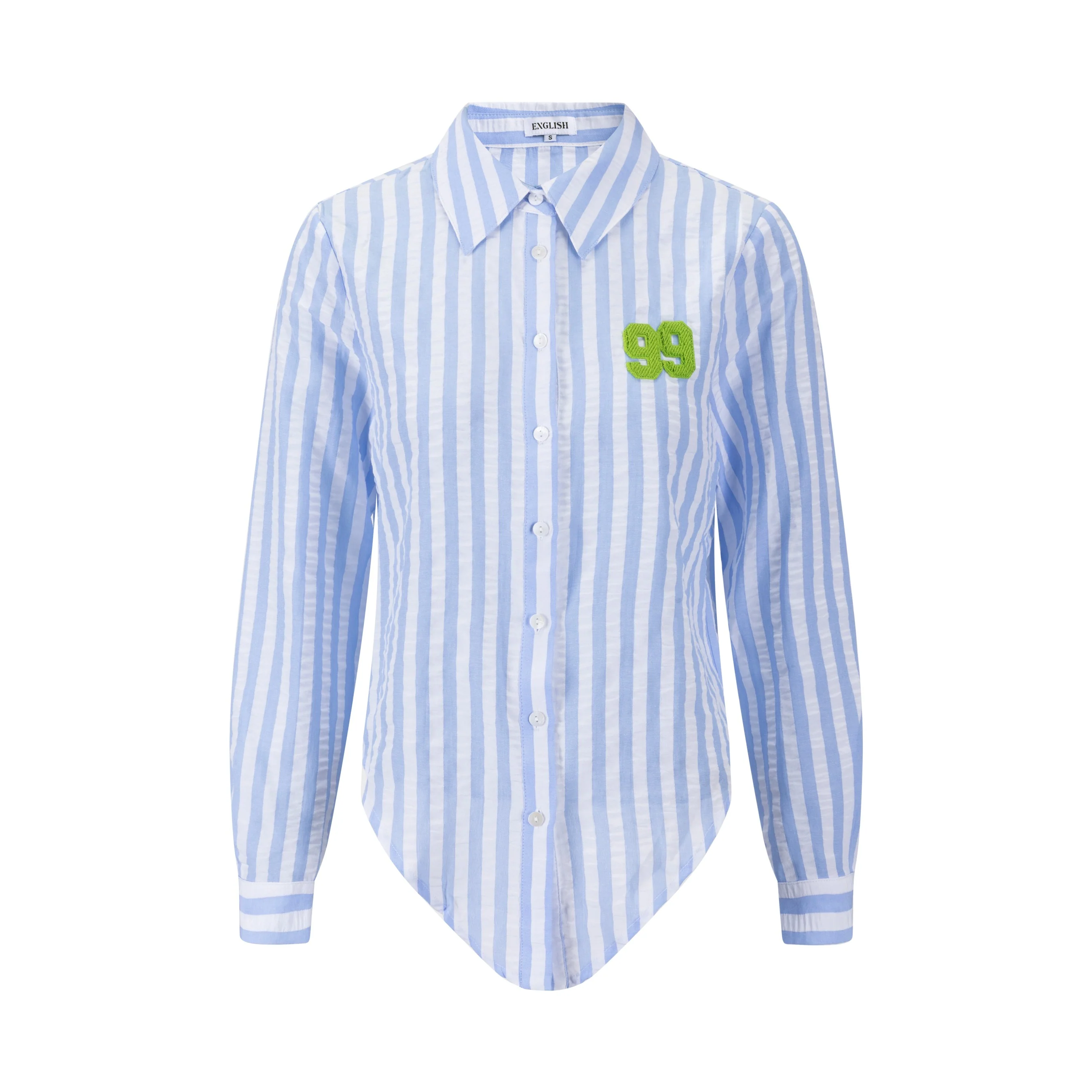 99 Patch Blue And Ivory Striped Shirt - Image 2