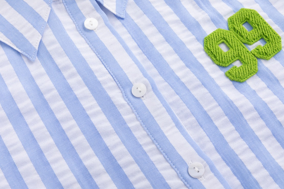 99 Patch Blue And Ivory Striped Shirt - Image 5