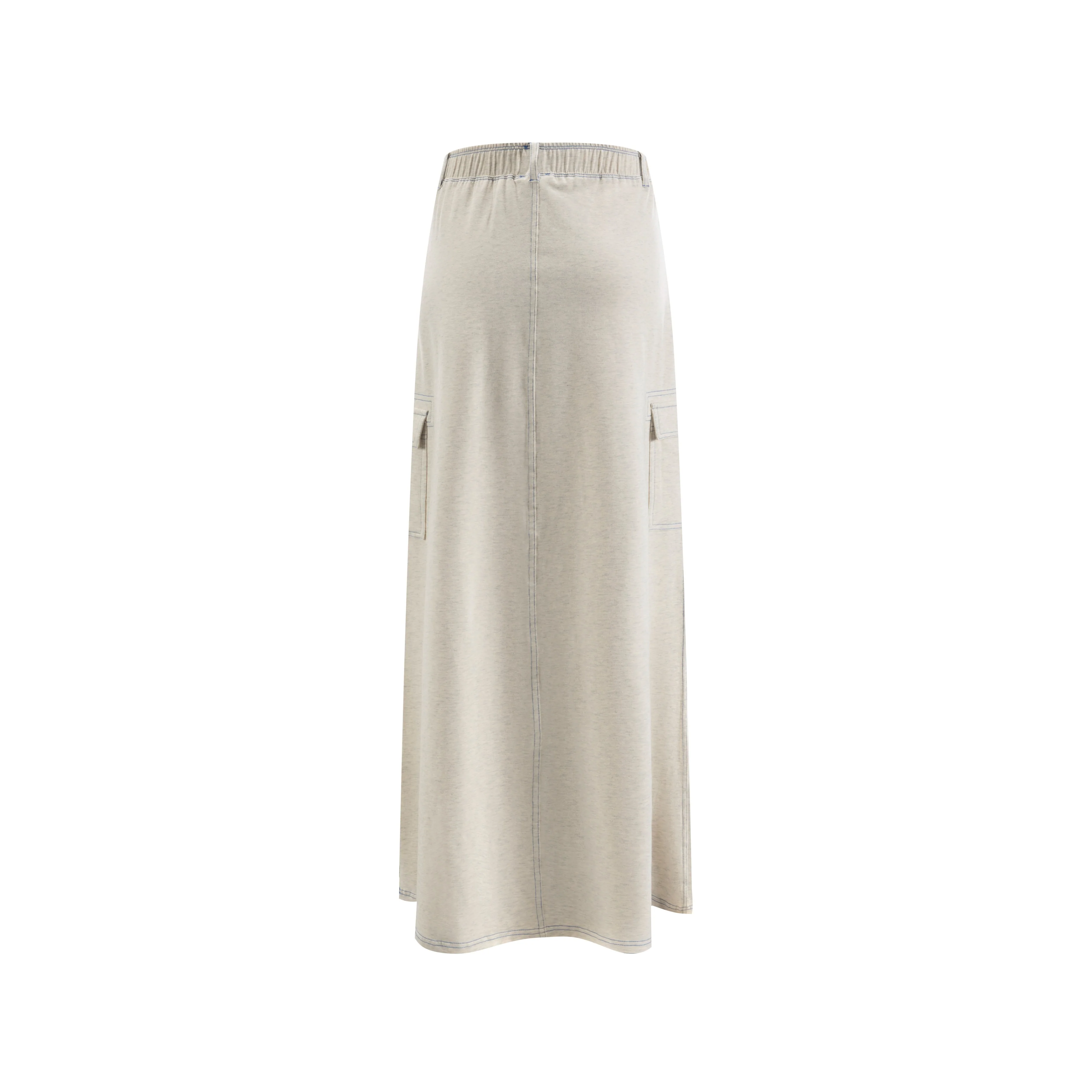 Acid Wash Stitched Cargo Skirt - Light Heather Grey - Image 2