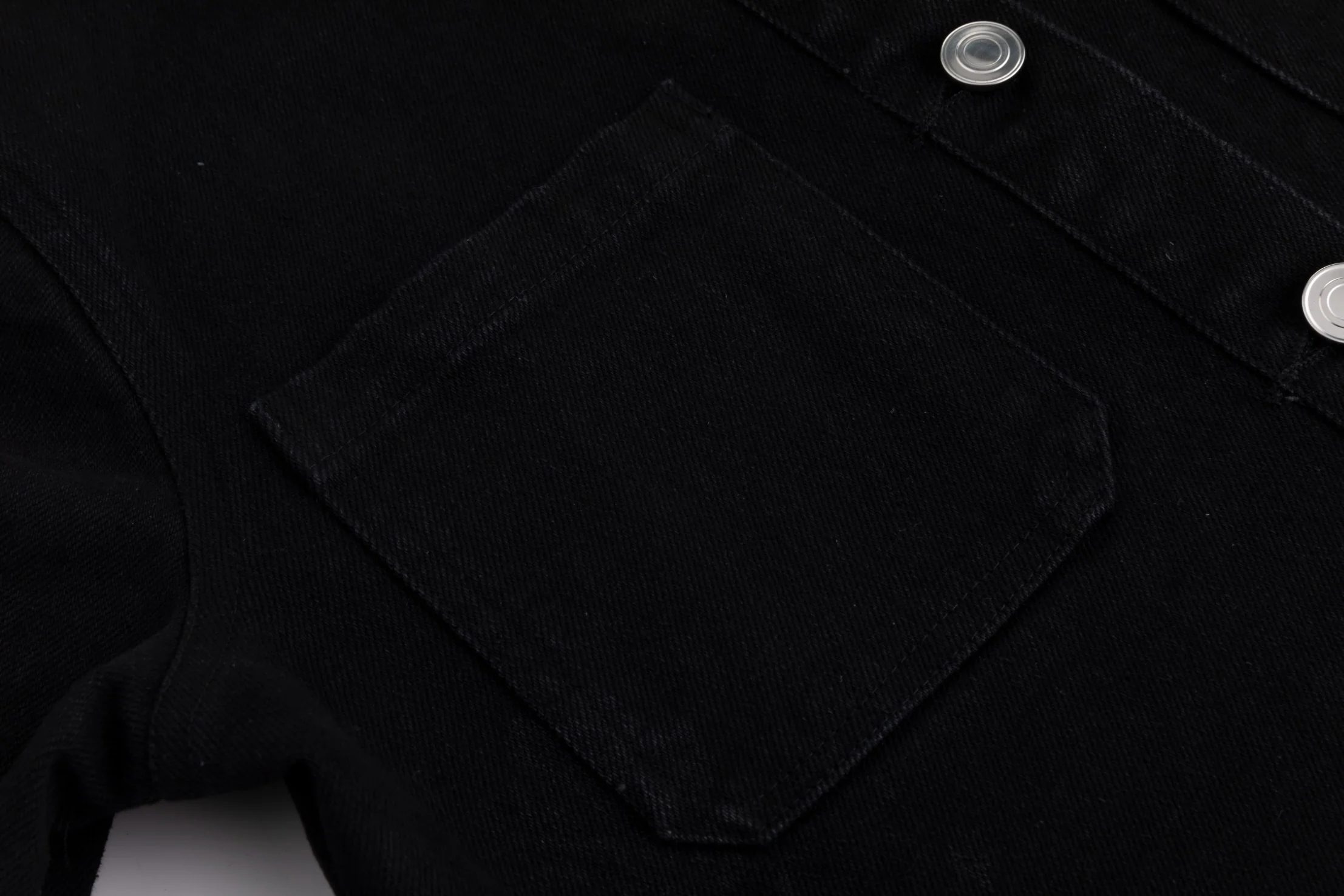 Acid Washed Flower Print Denim Top - Black - Image 4