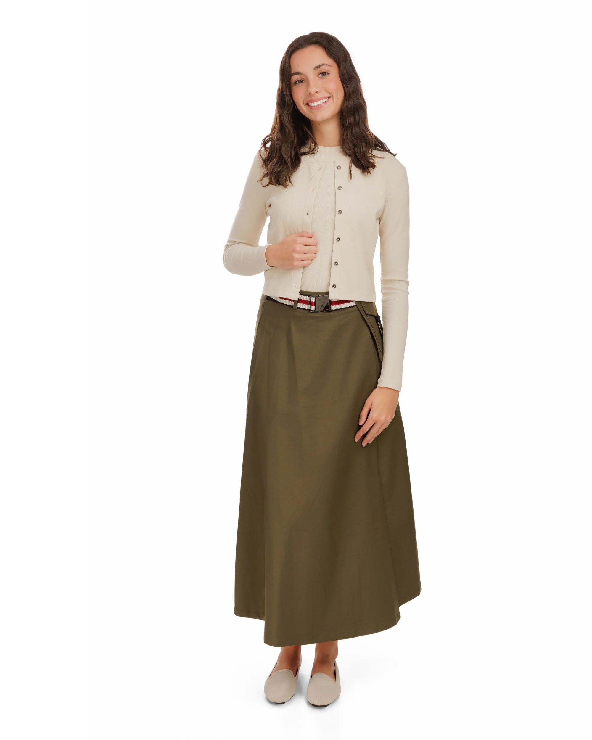 Aline Buckle Skirt- Green Moss