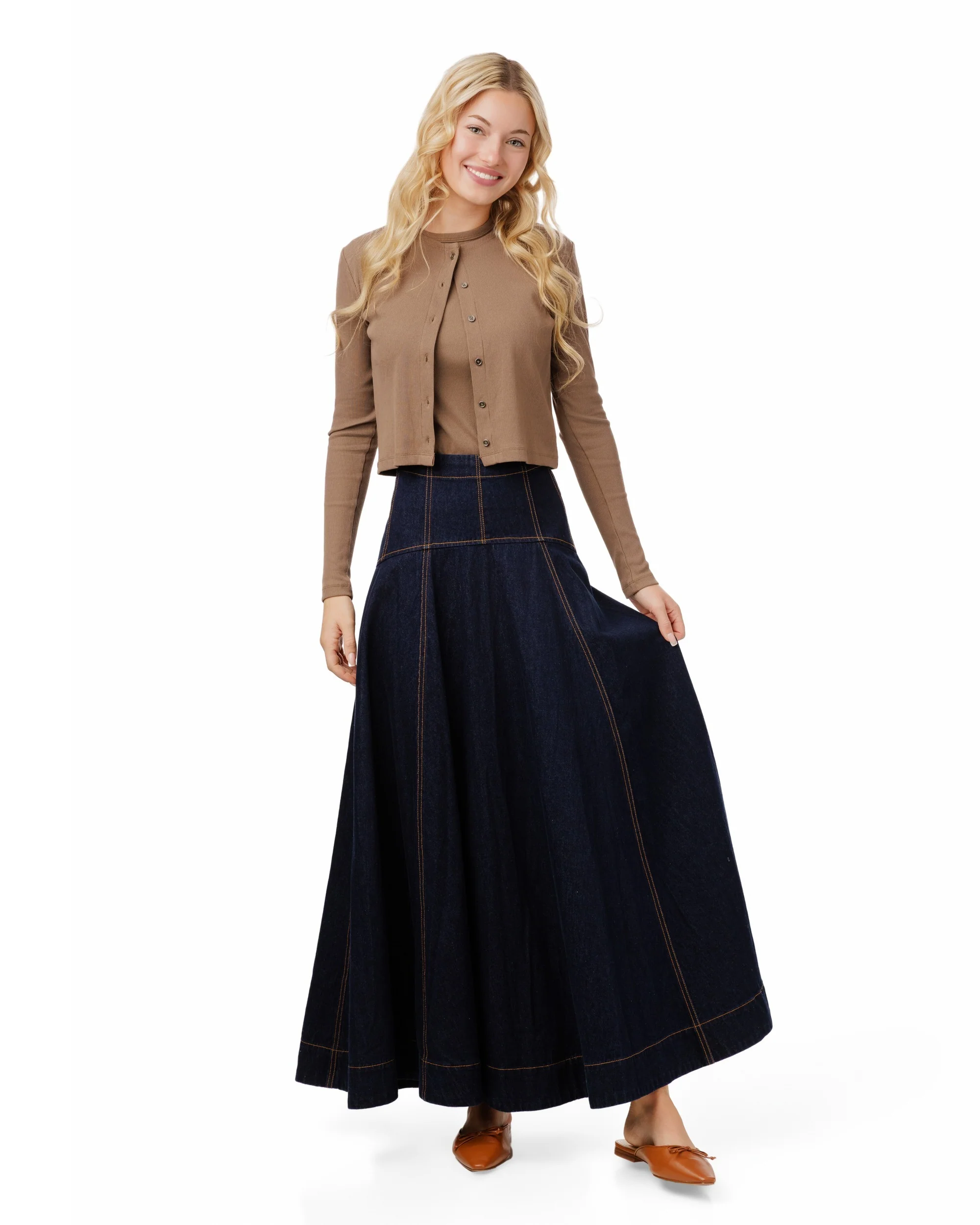 Aline Circle Skirt- Denim - Dark Blue