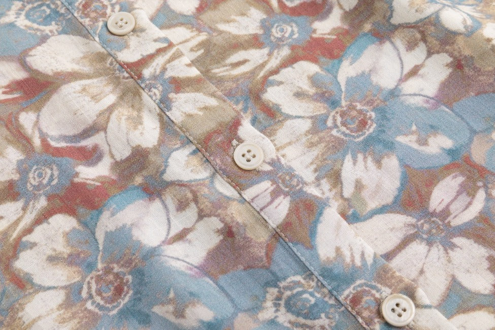 Antique Floral Printed Linen Blouse - Image 6