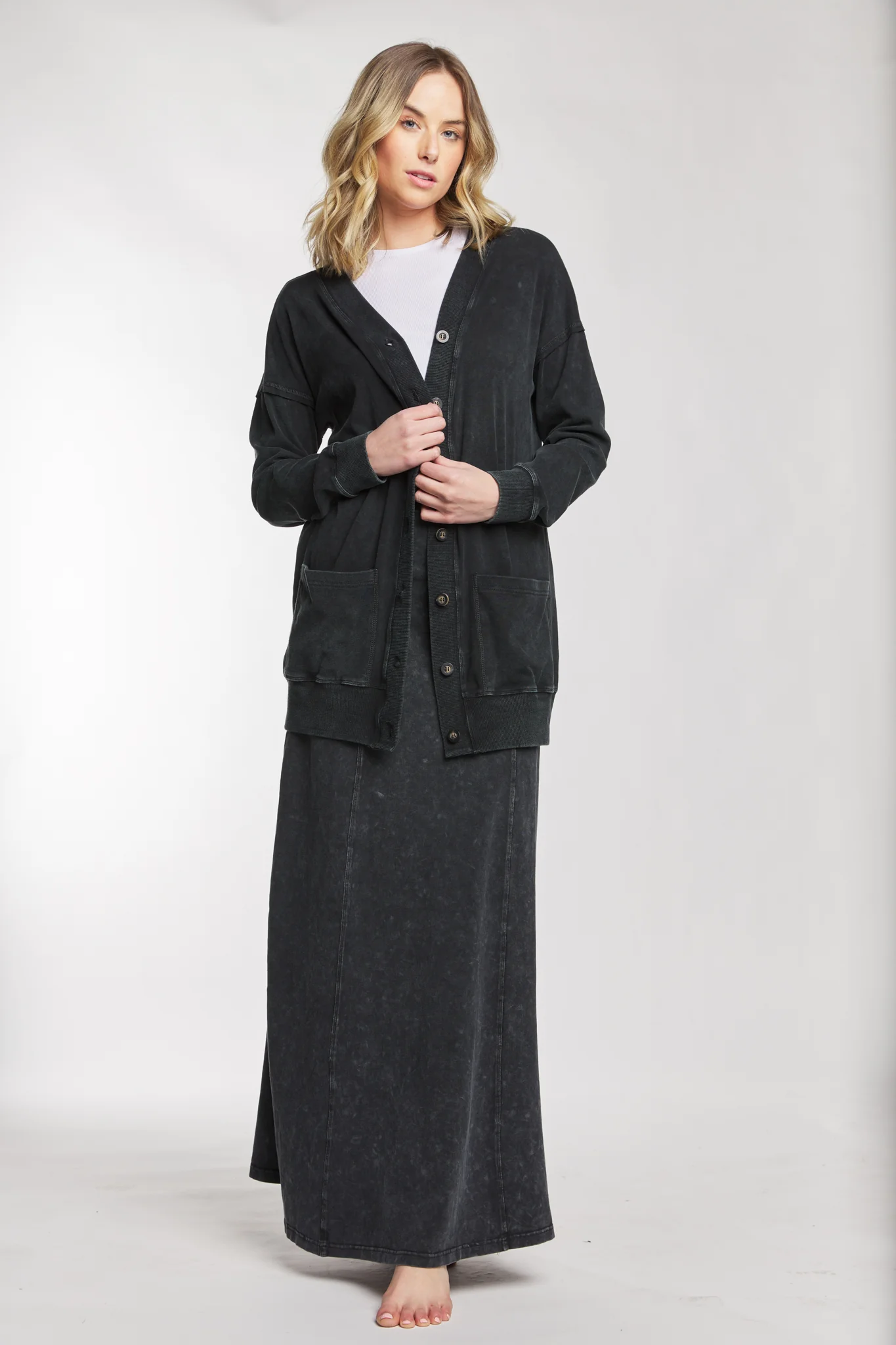 Black Washed Out Cardigan - Image 2