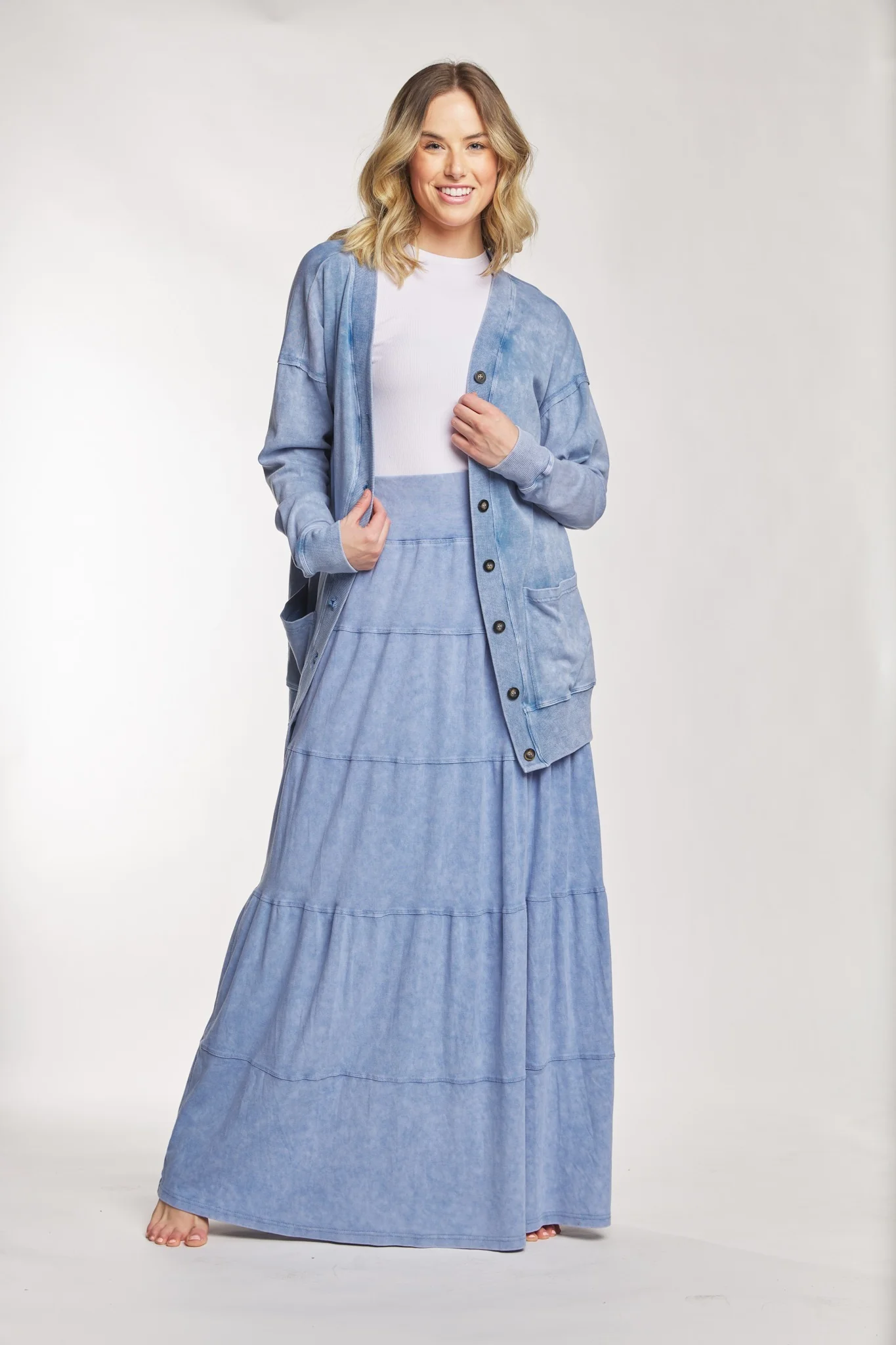 Light Blue Washed Out Cardigan - Image 2