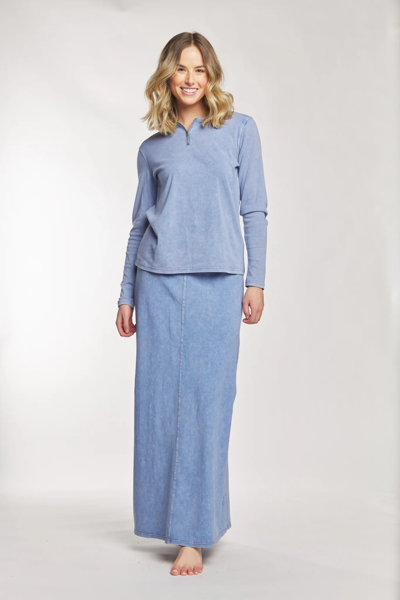 Light Blue Straight Maxi Skirt - Image 2
