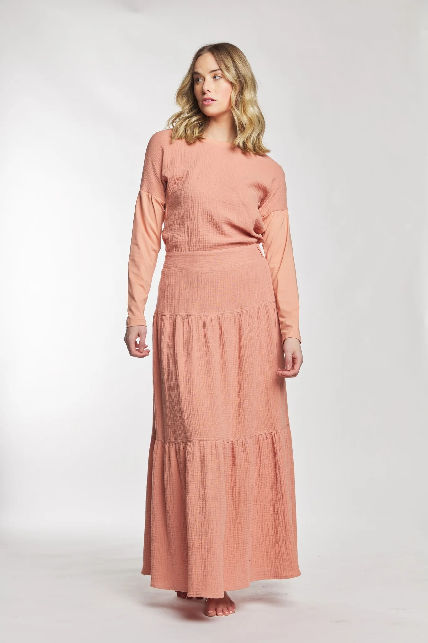 Blush Bubble Gauze Maxi Skirt - Image 2