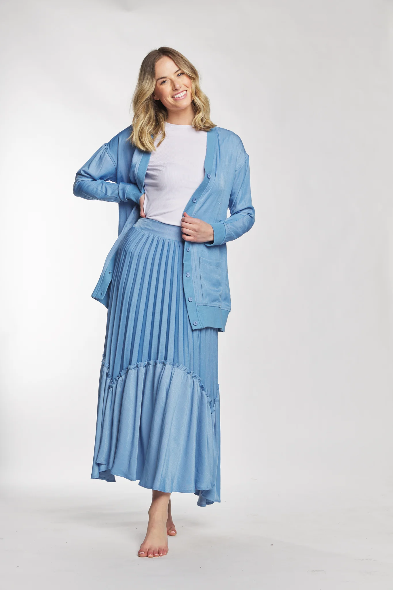 Light Blue Pleated Skirt - Image 2
