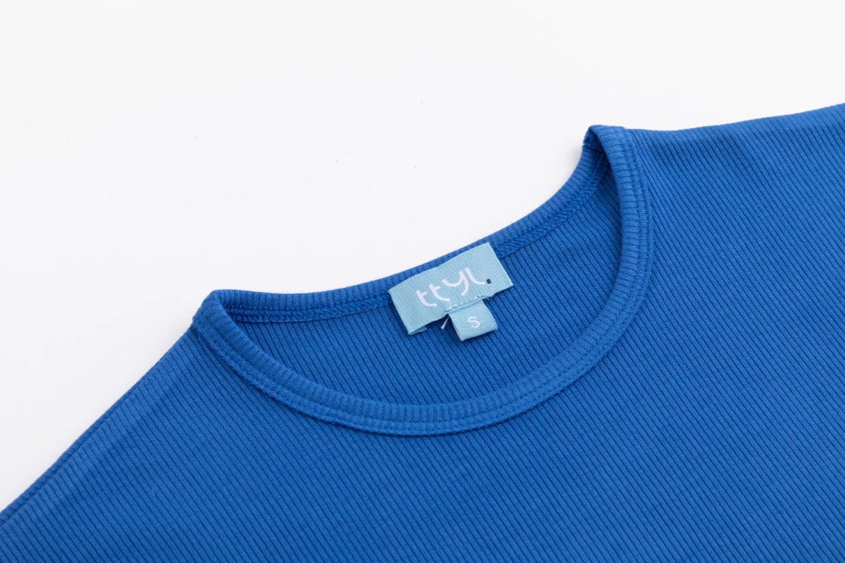 Basic Ribbed Tee-Front Top - Blueberry - Image 4