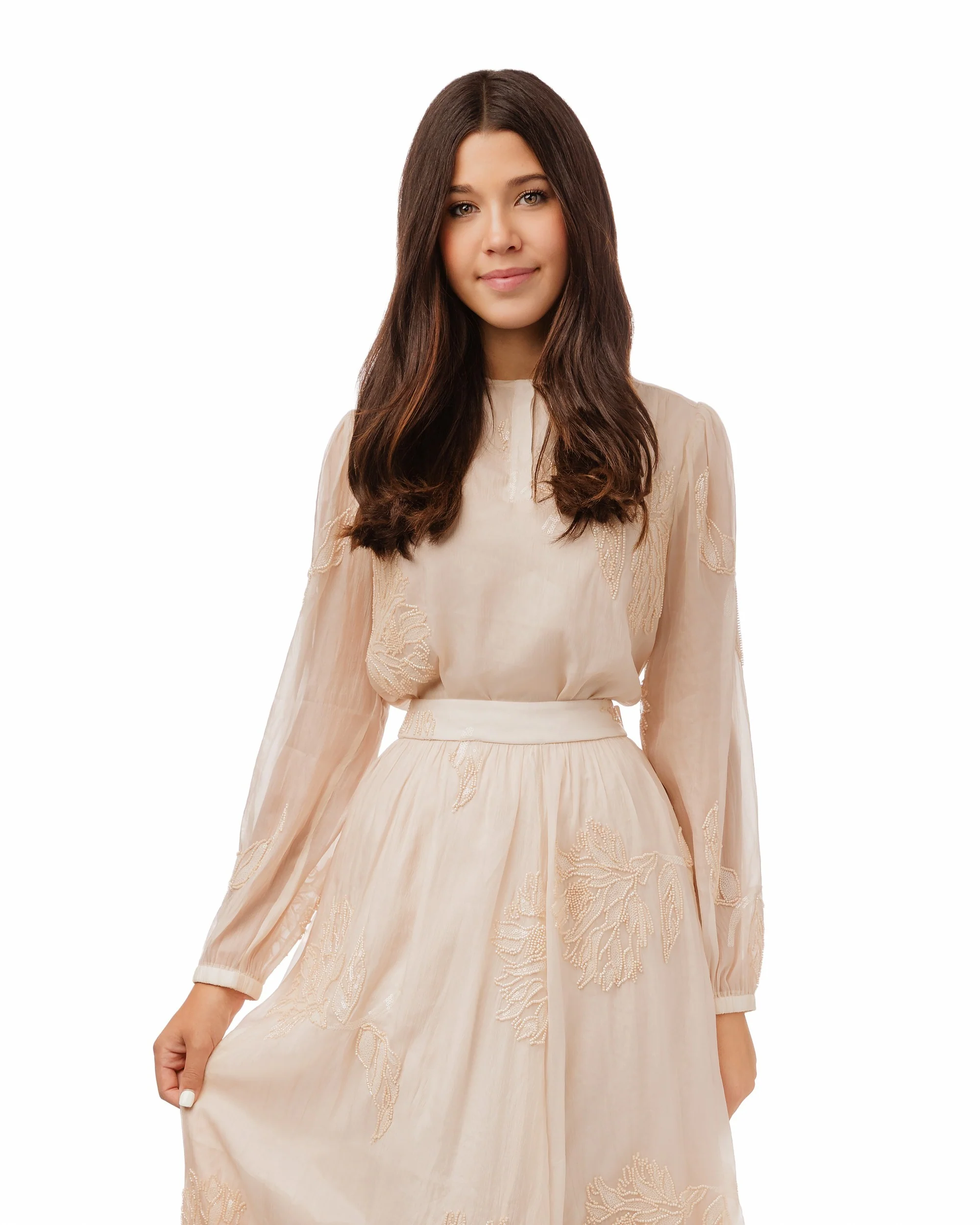 Beige Beaded Detailed Skirt - Image 2