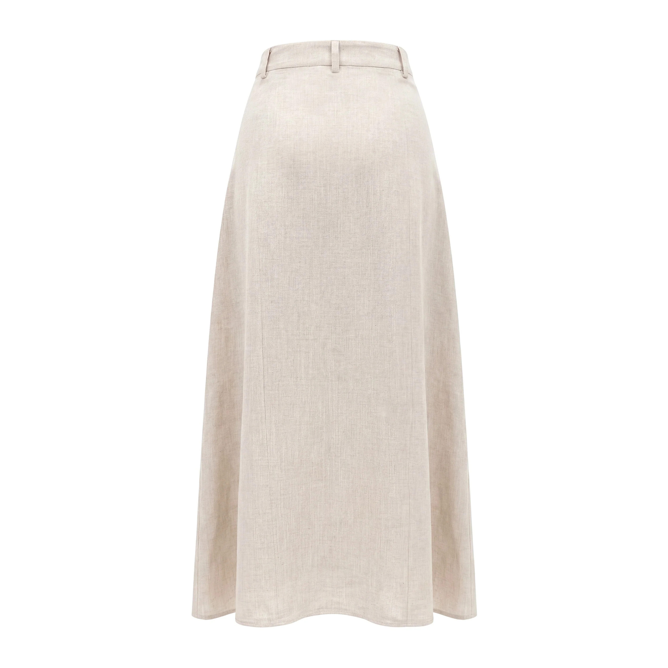 Beige Pleated Linen Skirt - Image 3