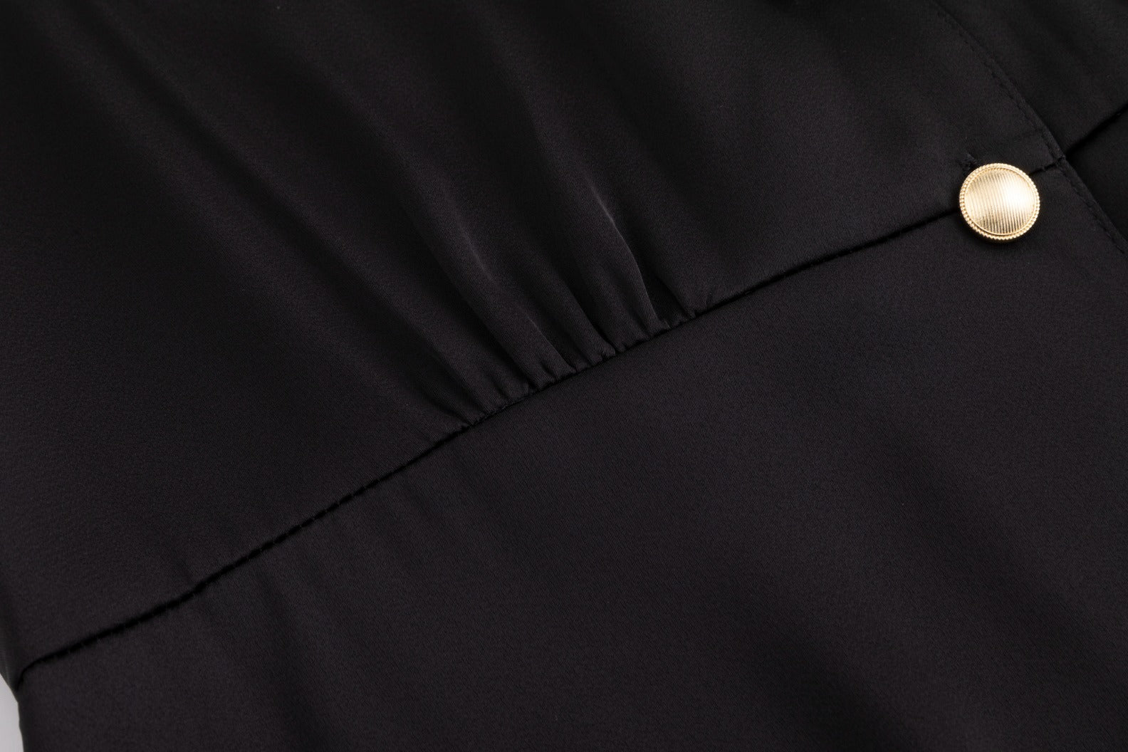 Belted Dress With Gold Buttons - Black - Image 5