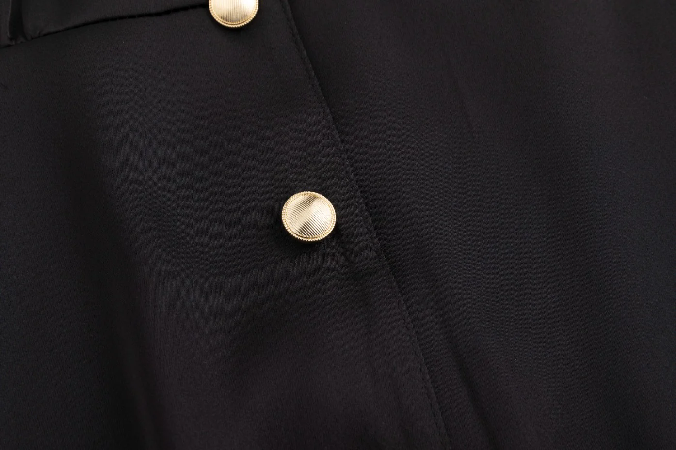 Belted Dress With Gold Buttons - Black - Image 6