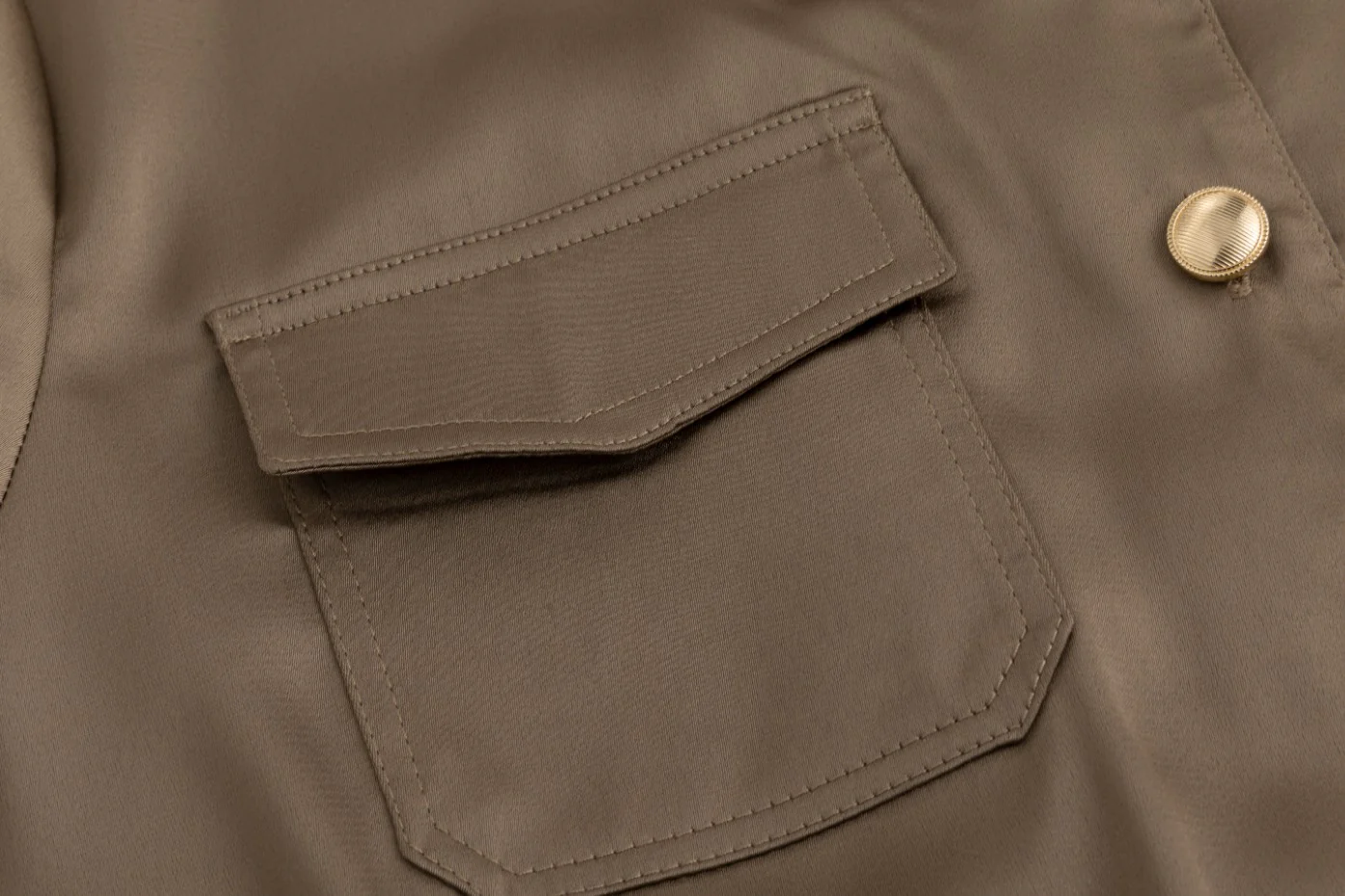 Belted Dress With Gold Buttons - Brown - Image 5