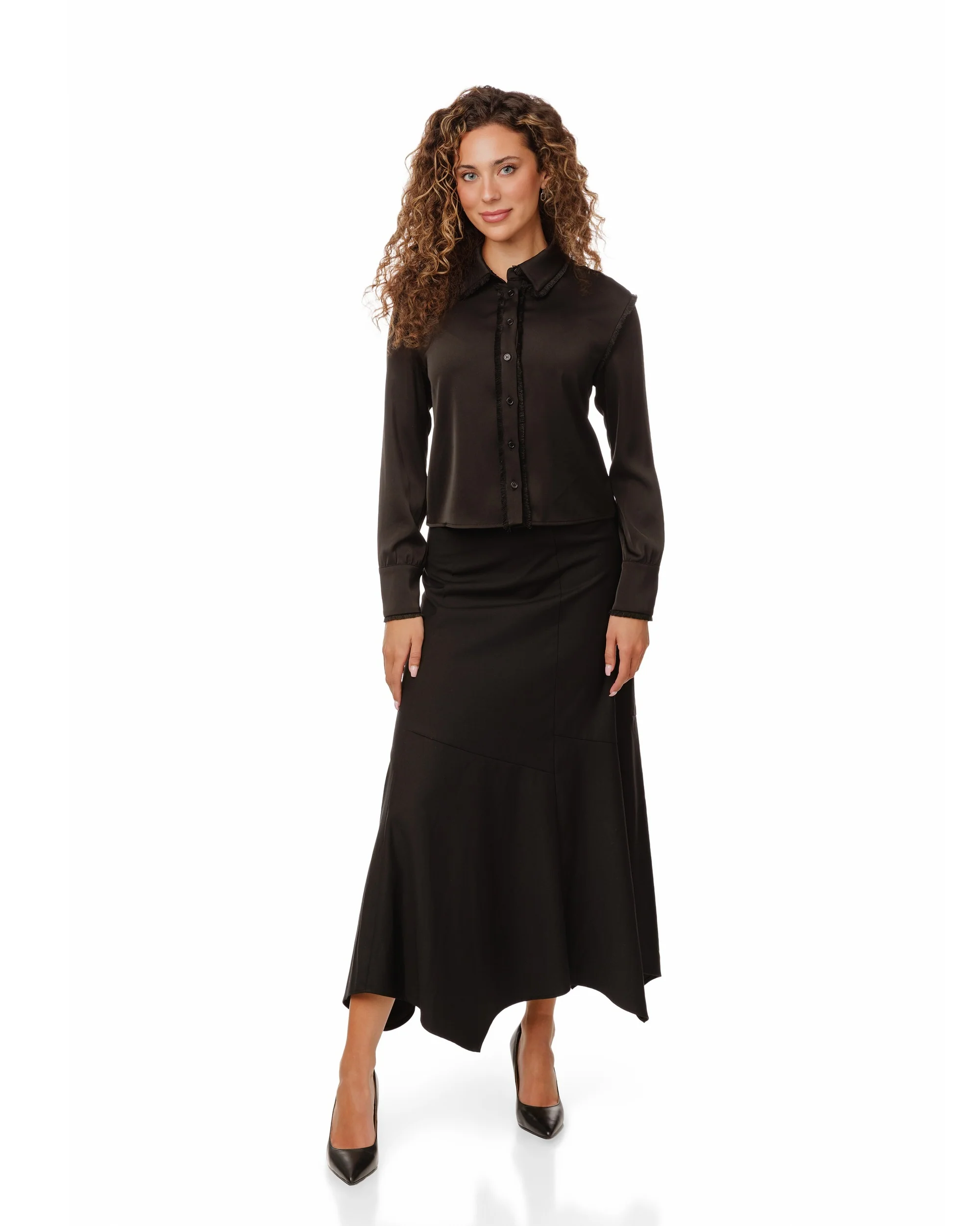 Black A-Lined Seem Skirt - Image 2