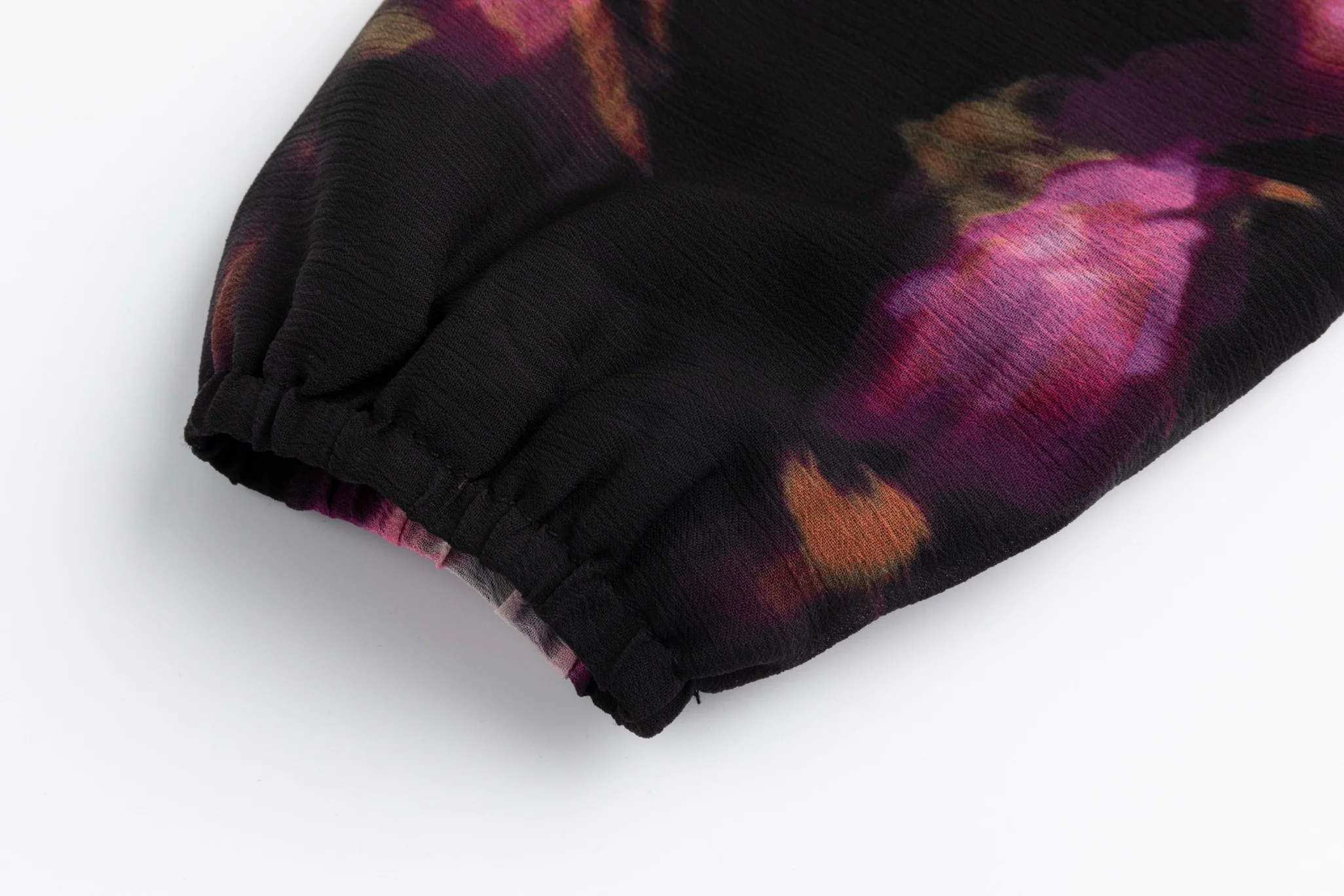 Black And Purple Floral Chiffon Dress - Image 6
