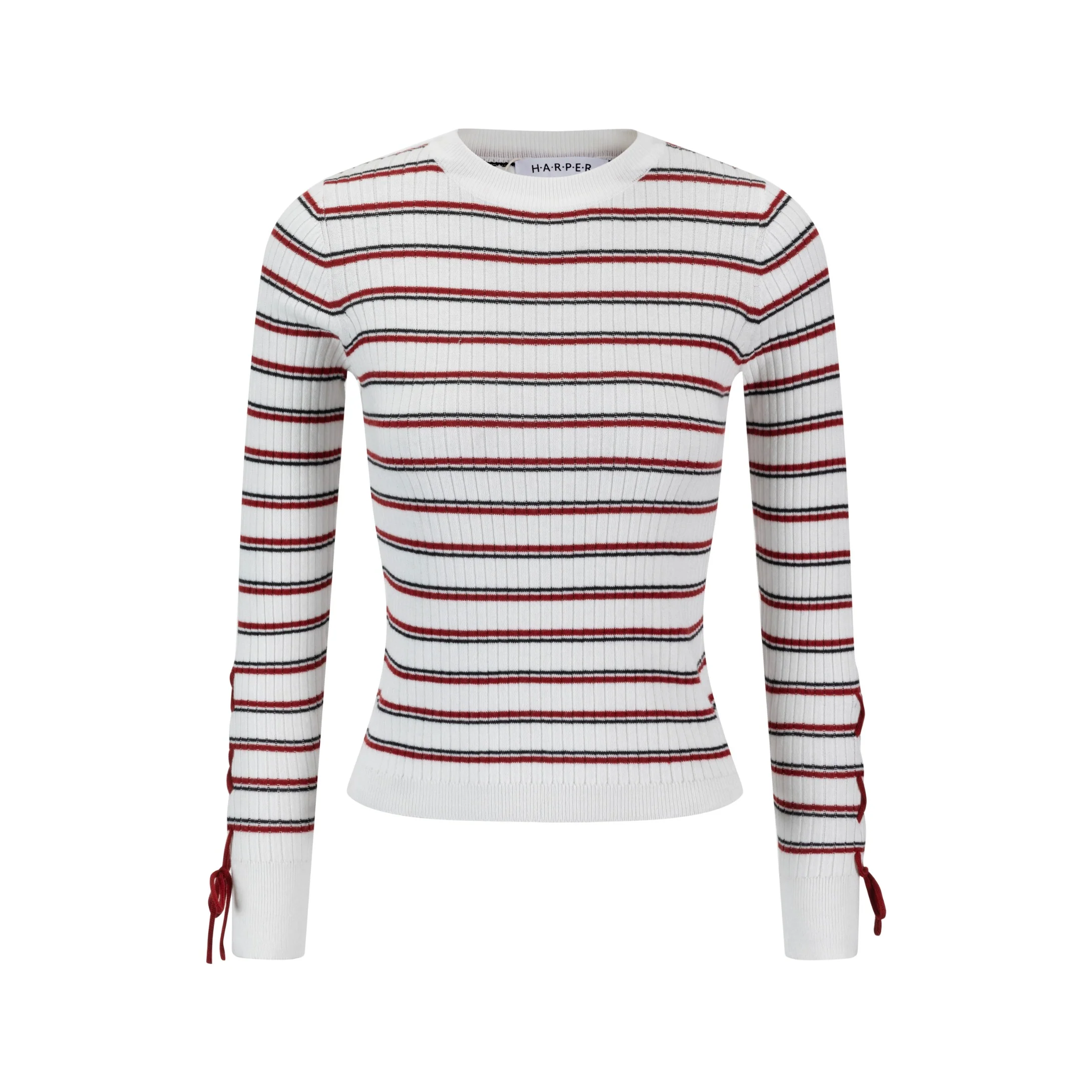 Black And Red Stripped Knit Sweater - Image 2