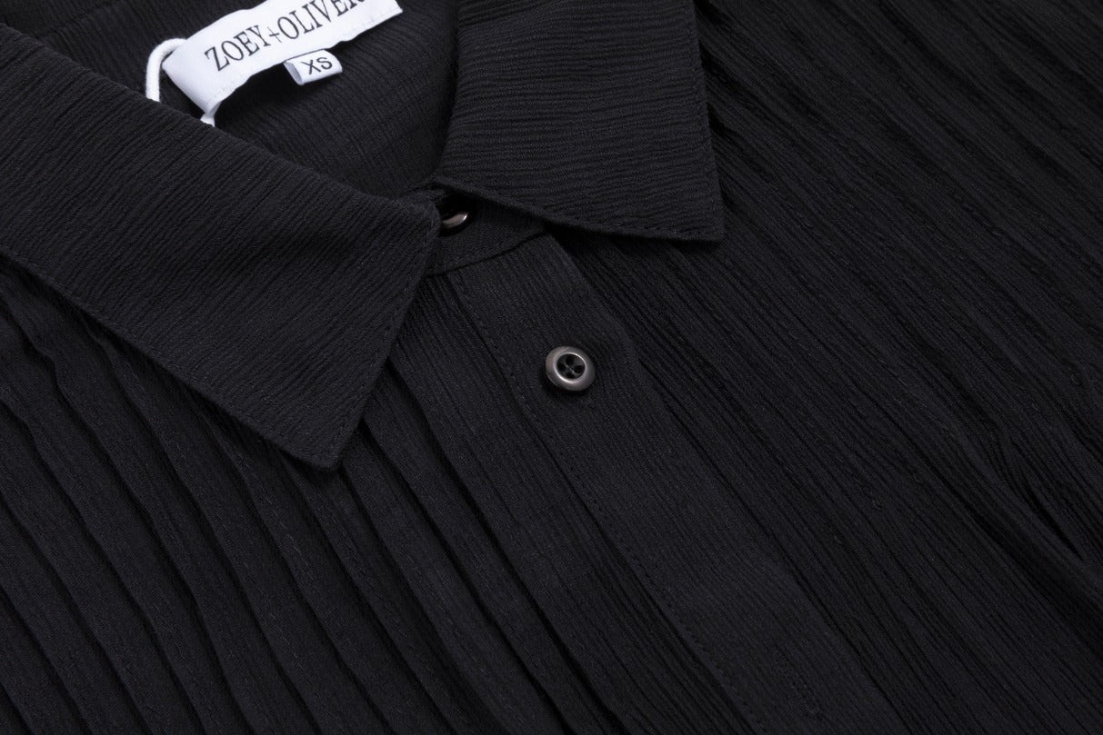 Black Chiffon Button Down Top - Image 6
