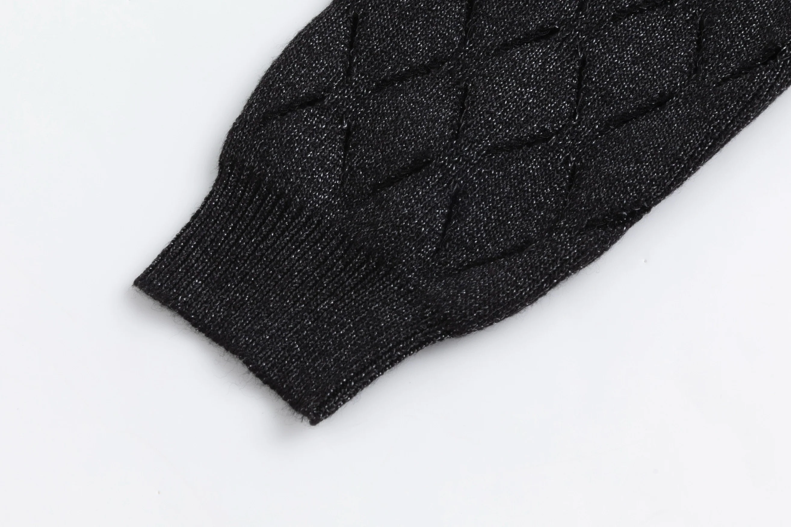Black Dress With Metallic Knit Overlay - Image 5