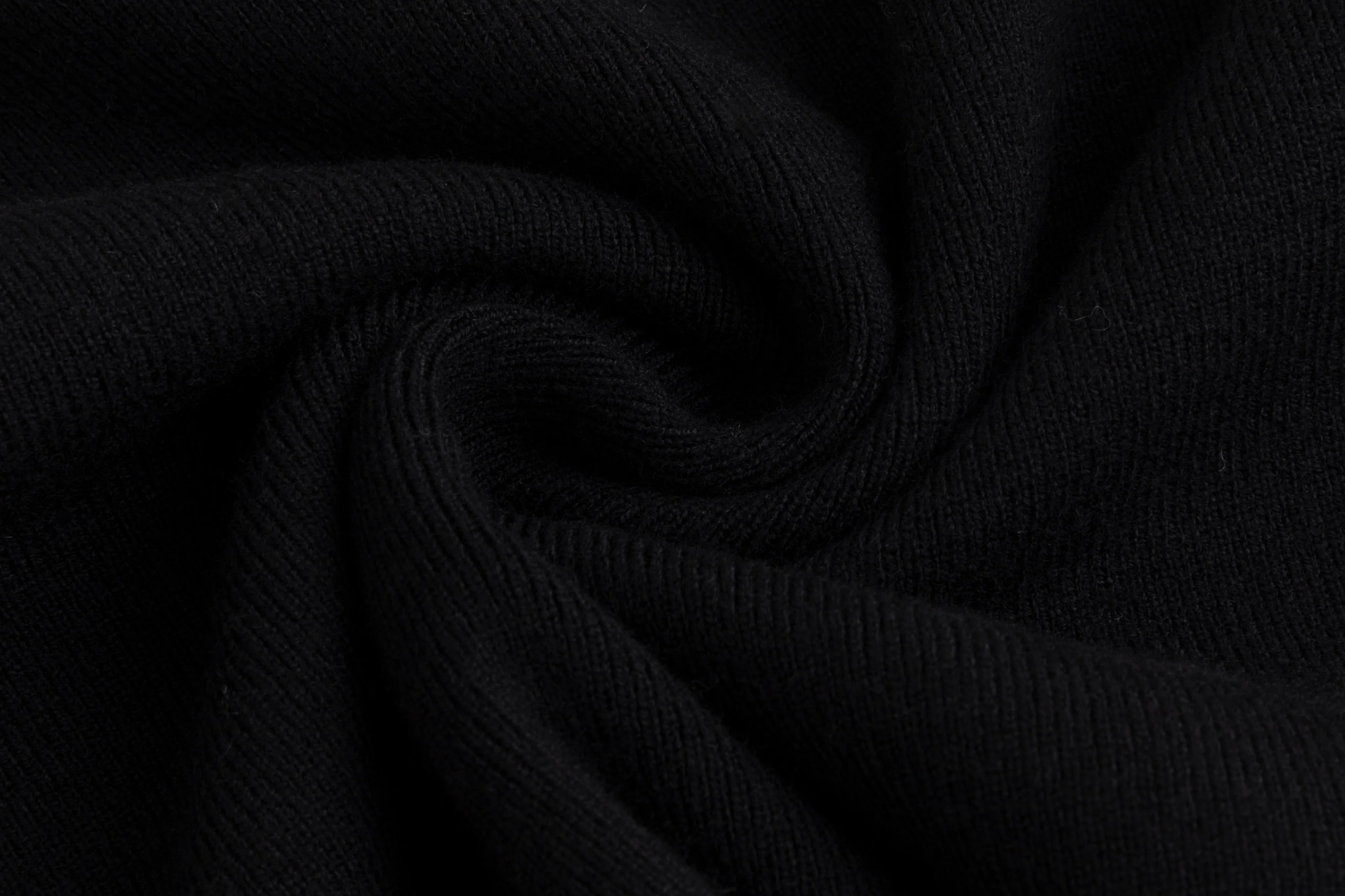 Black Flat And Ribbed Collar Front Zip Knit Top - Image 6