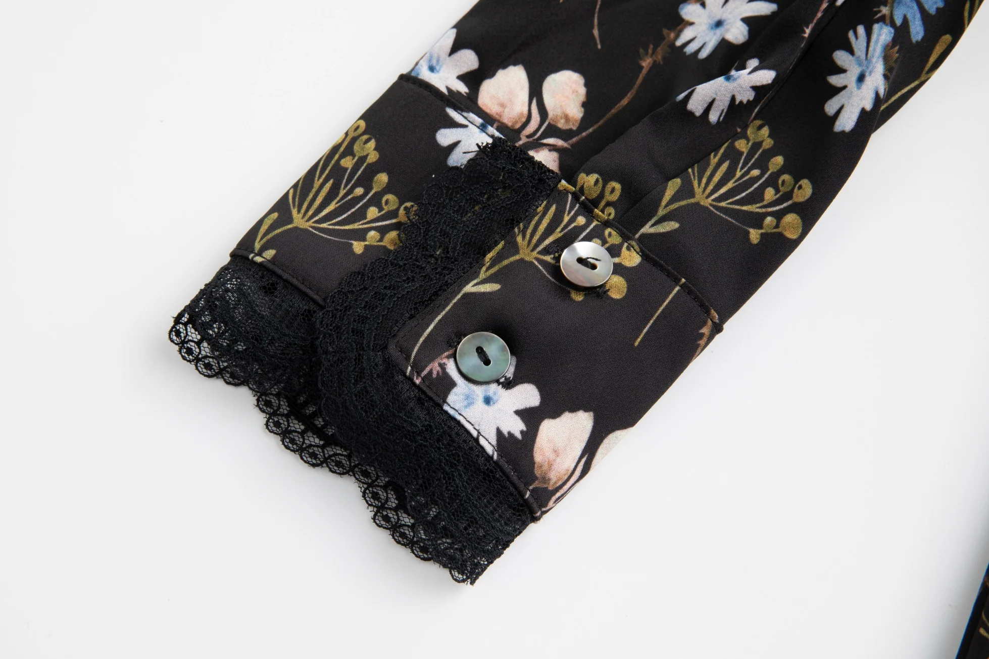 Black Floral Printed Belted Dress - Image 6