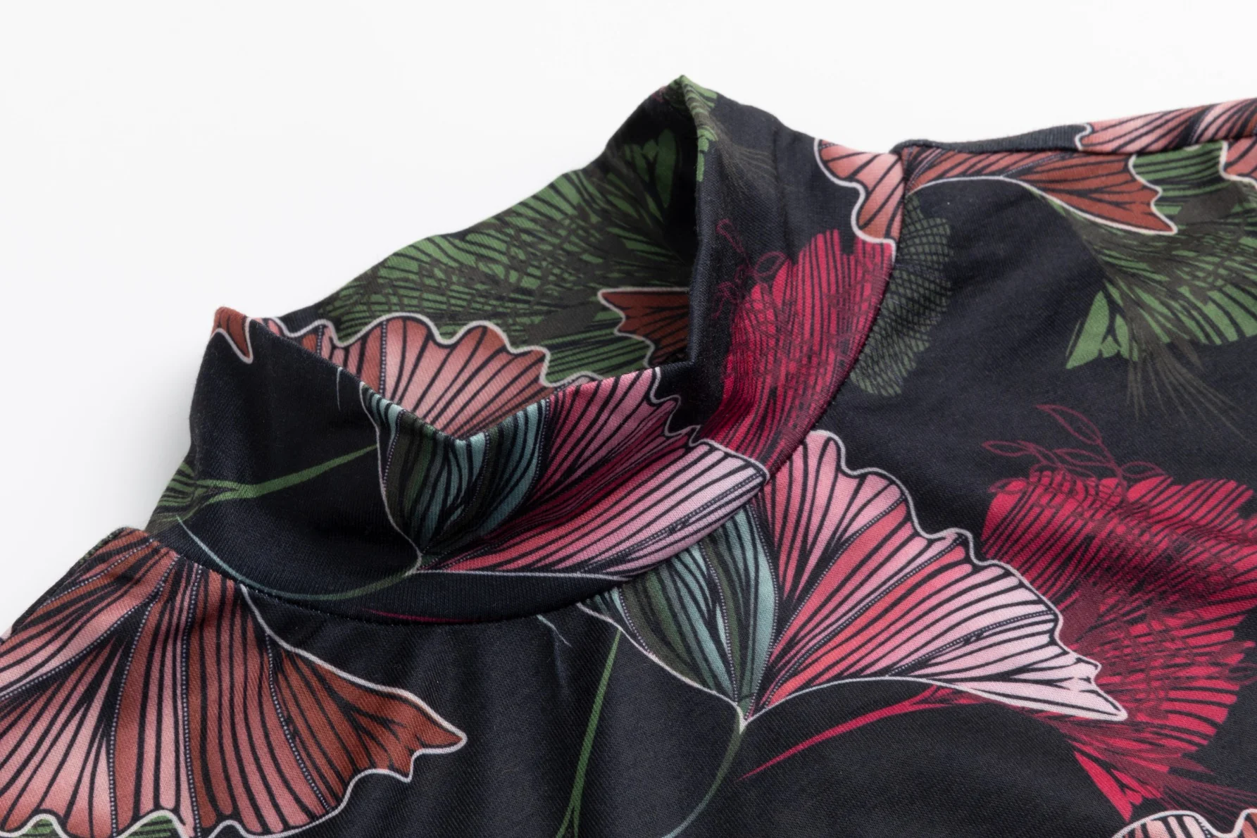 Black Floral Printed Mock Neck Top - Image 4