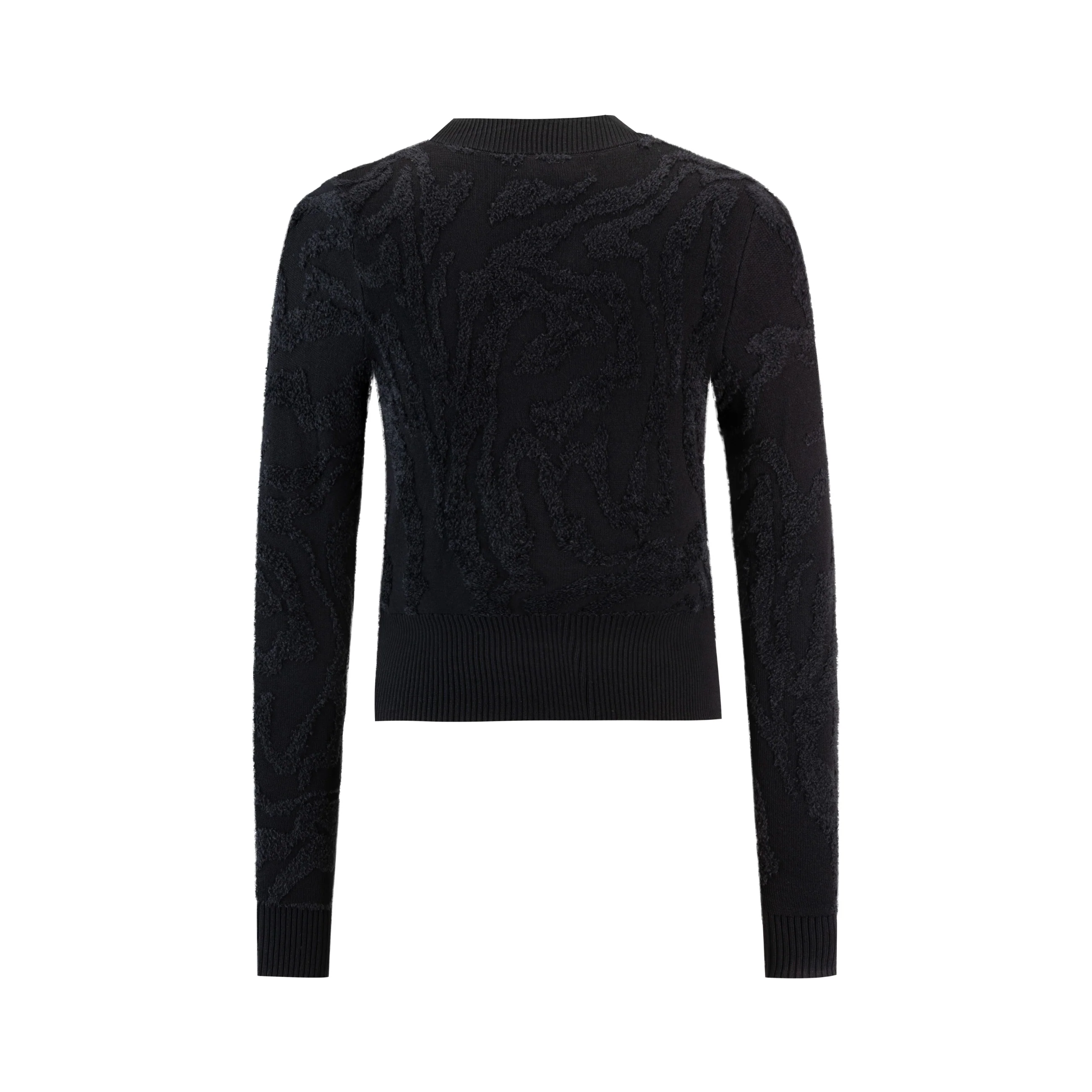 Black Knit Top With Furry Designs - Image 3
