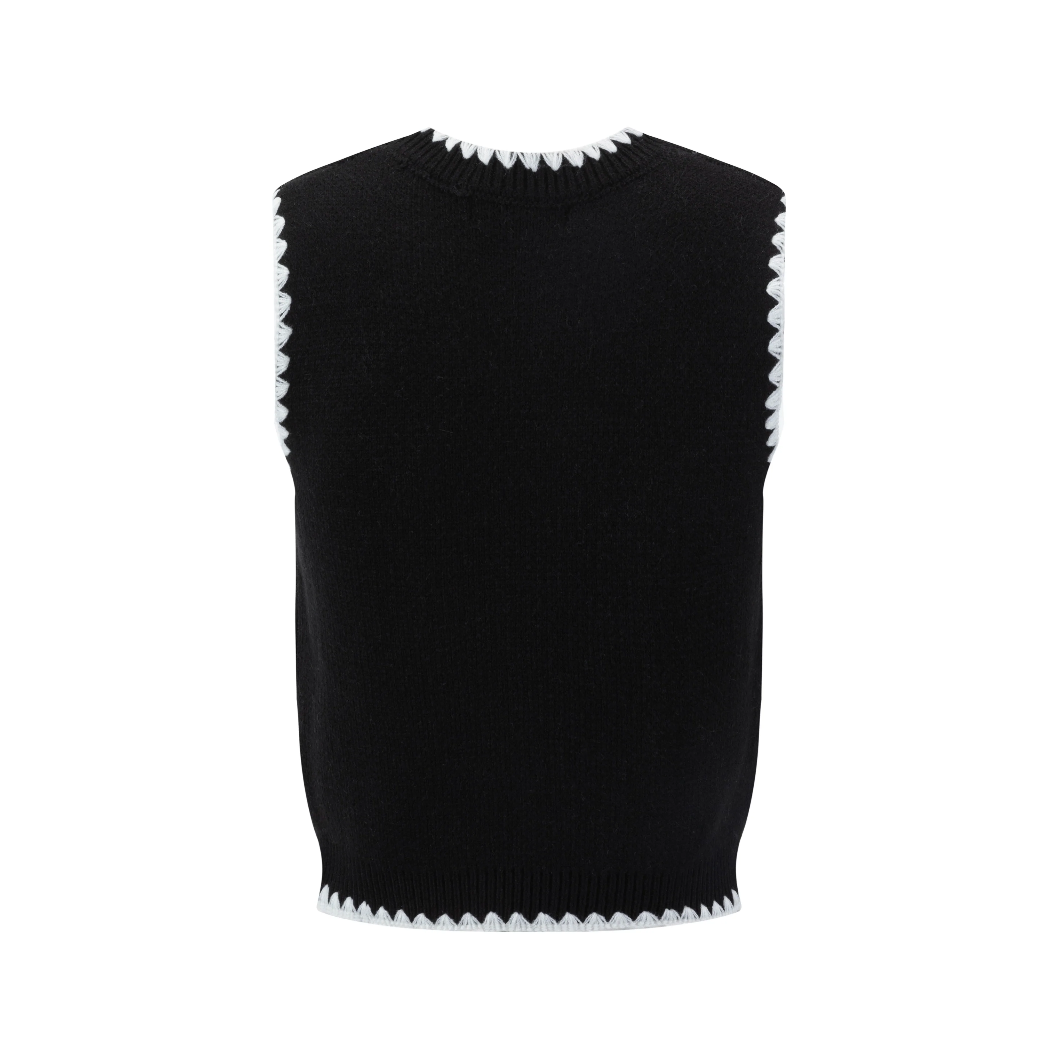 Black Knit Vest With White Embroidered Bow - Image 3