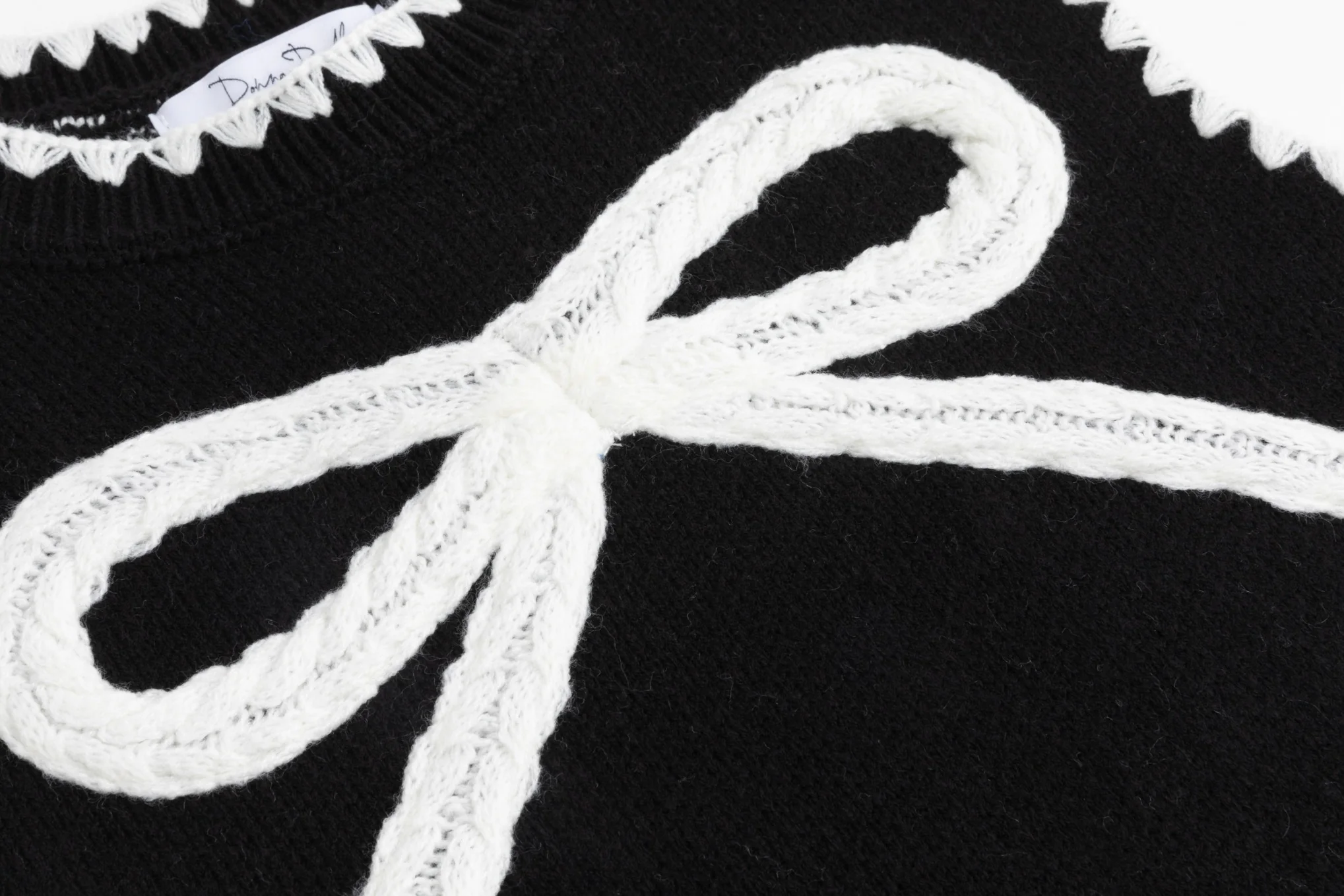 Black Knit Vest With White Embroidered Bow - Image 5