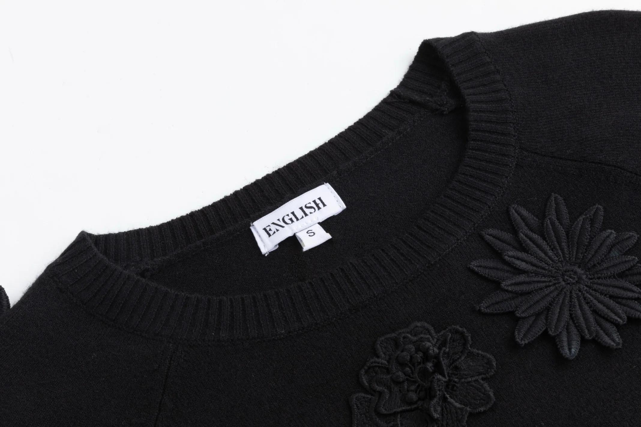 Black Knit With 3D Floral Details - Image 3