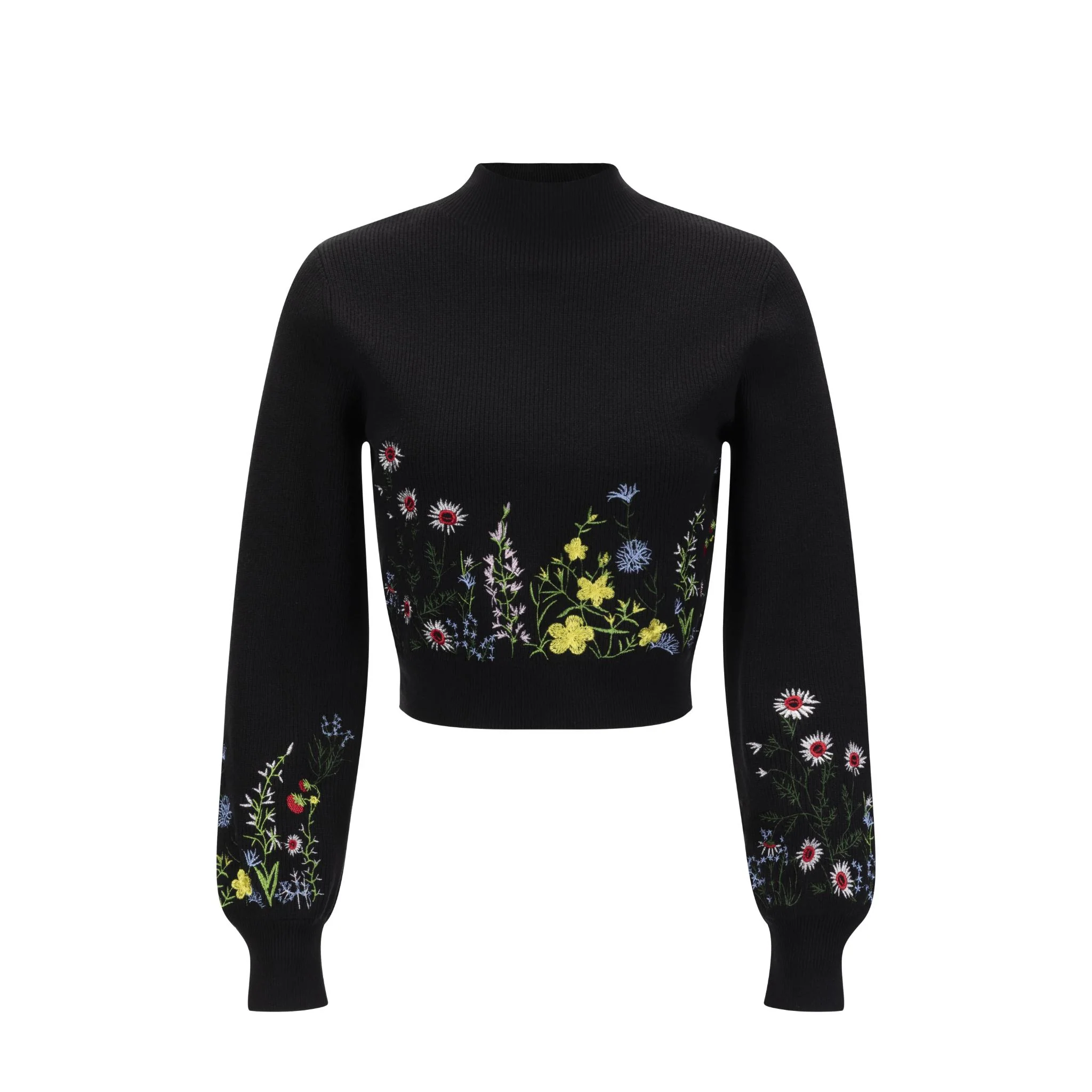 Black Knit With Floral Embroidered Sweater - Image 3