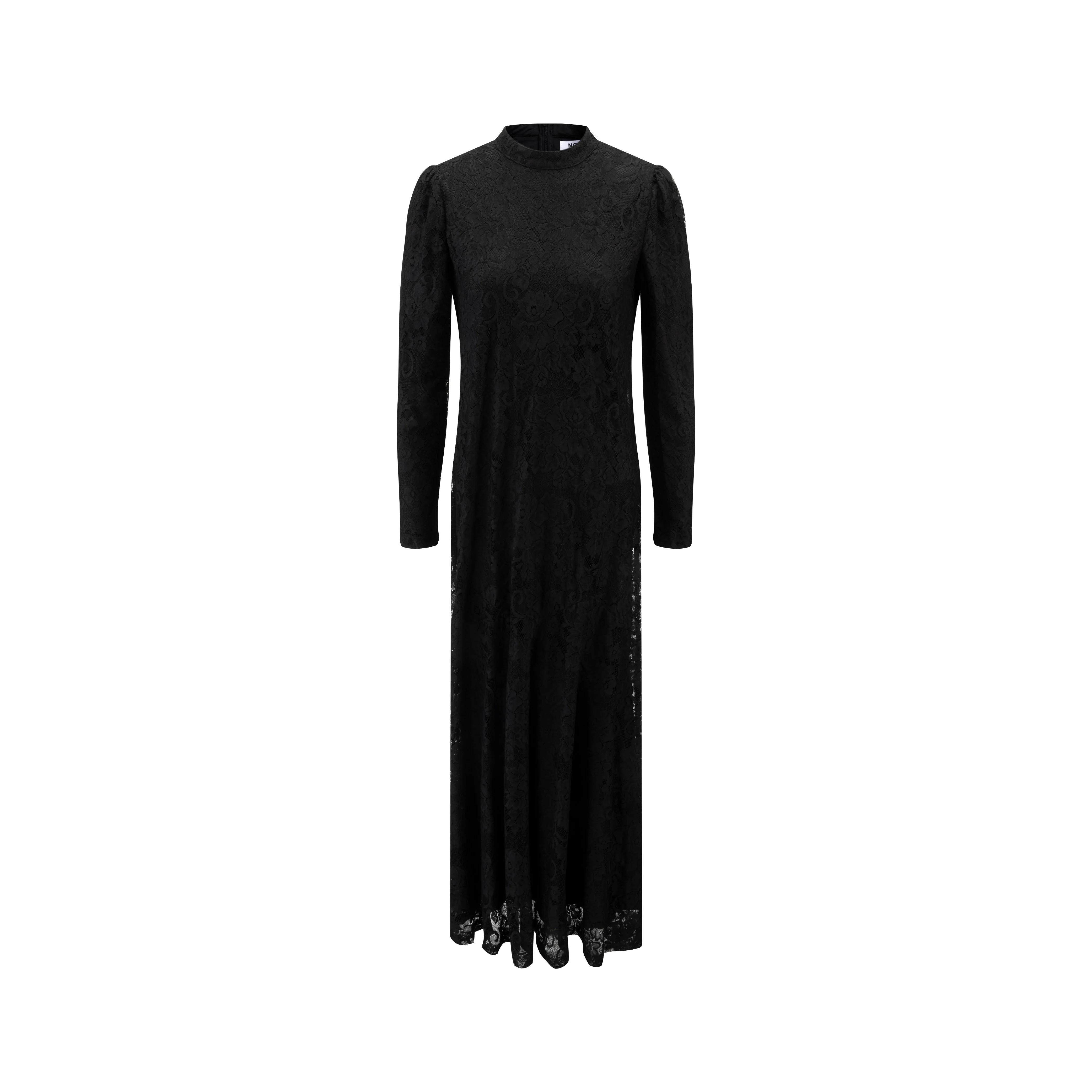 Black Lace Zigzag Bottom Rulle Dress - Image 2