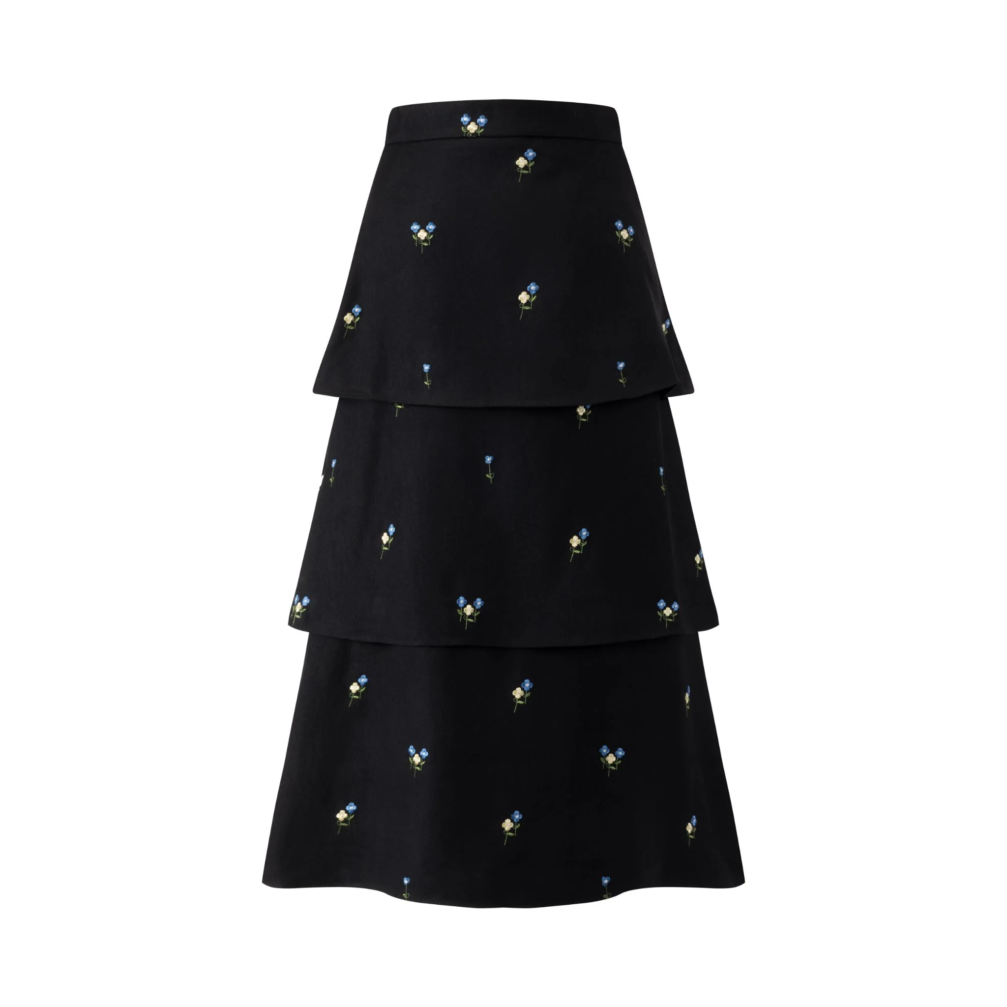 Black Layered Mini Floral Embroidered Skirt - Image 3