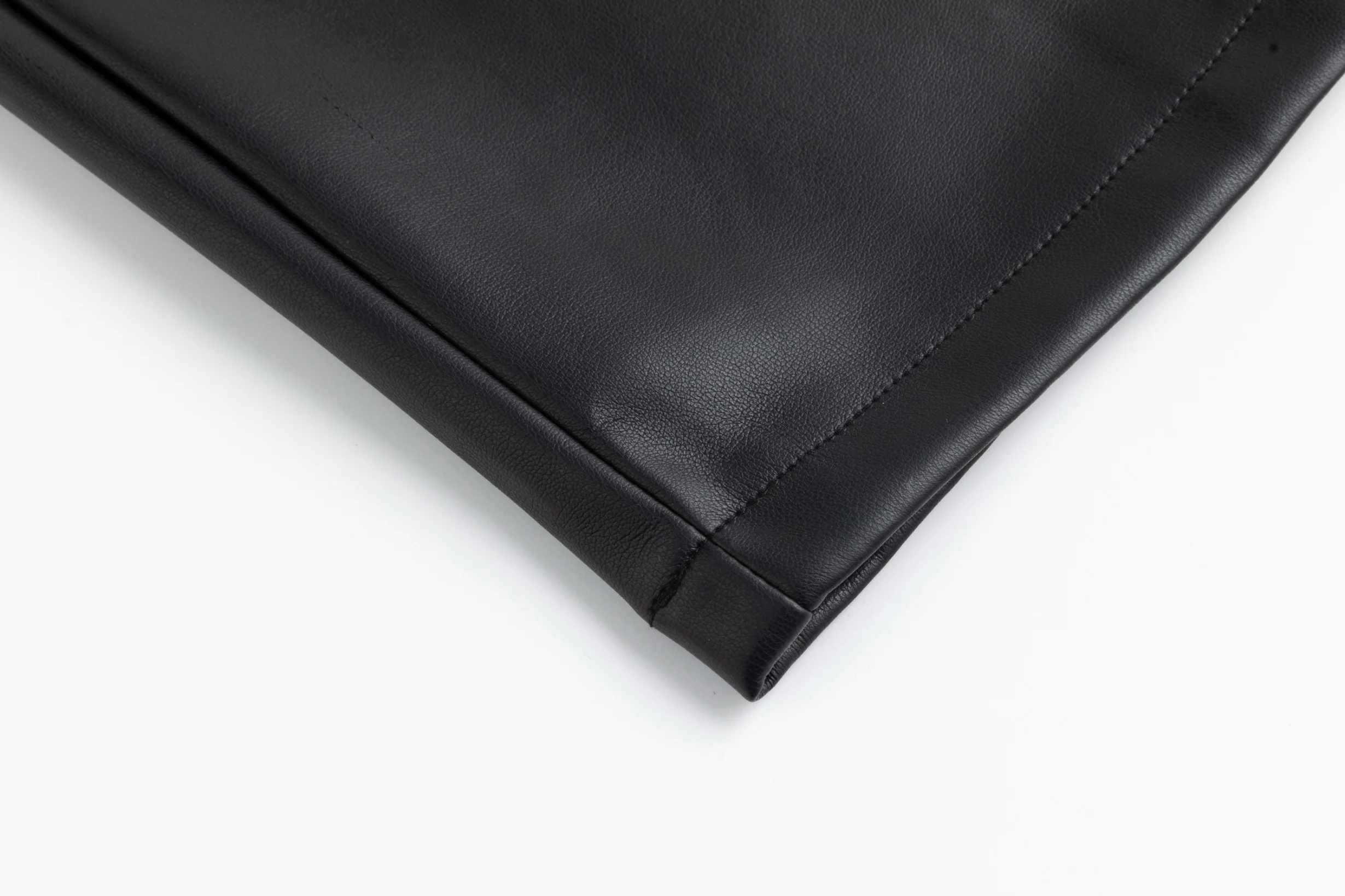 Black Leather With Mini Pink Floral Embroidery - Image 6