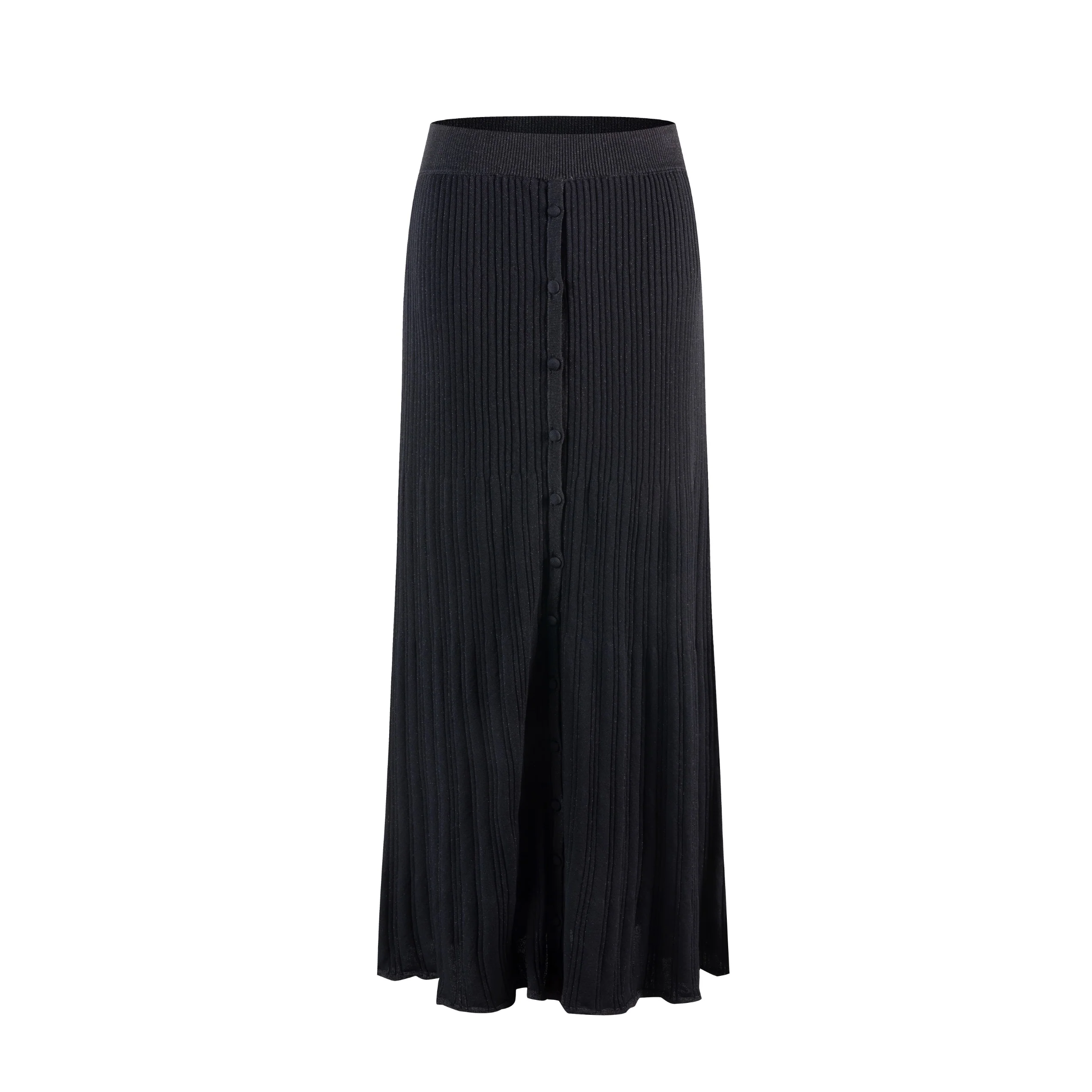 Black Metalic Button Down Skirt - Image 2