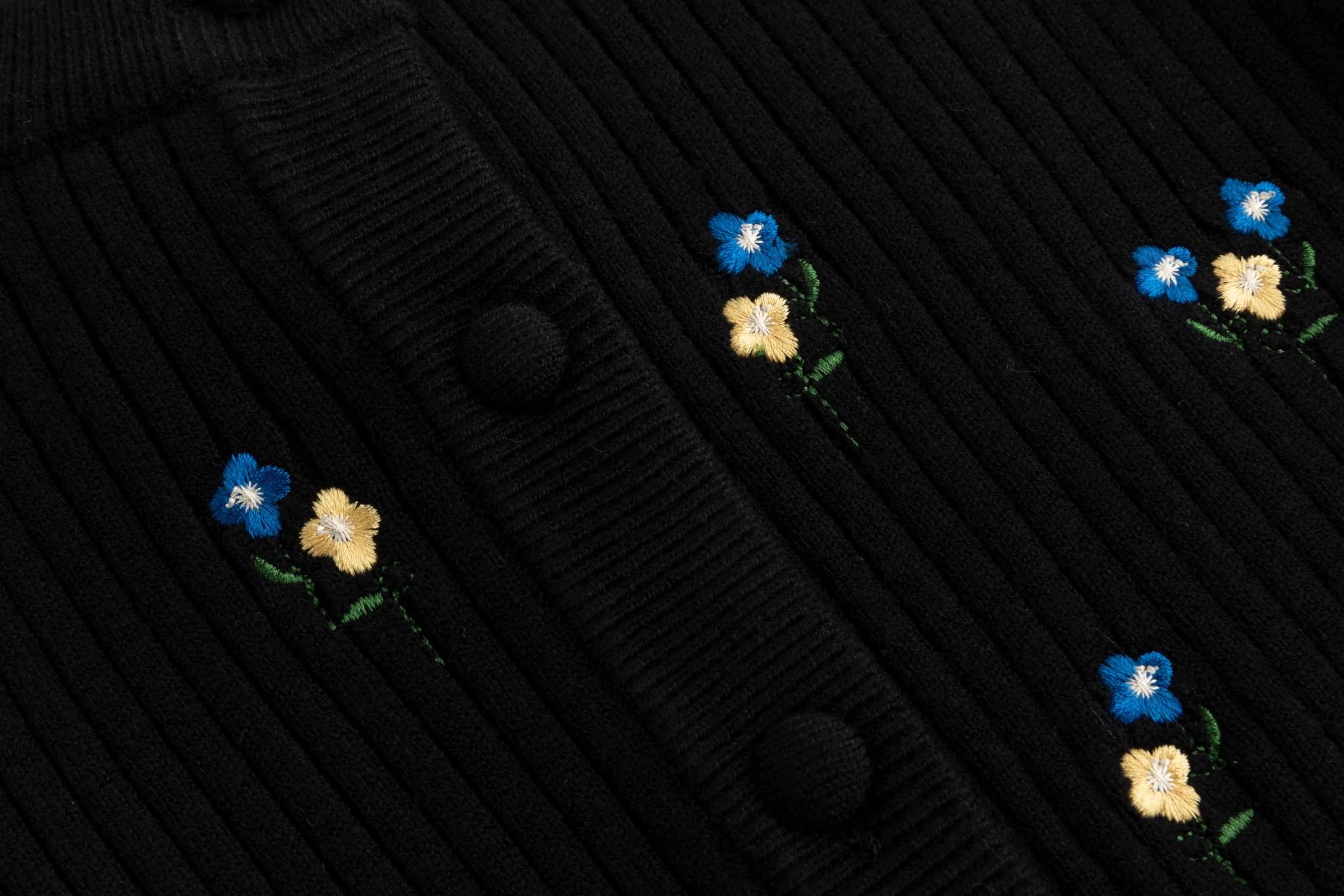 Black Mini Floral Embroidered Cardigan - Image 5