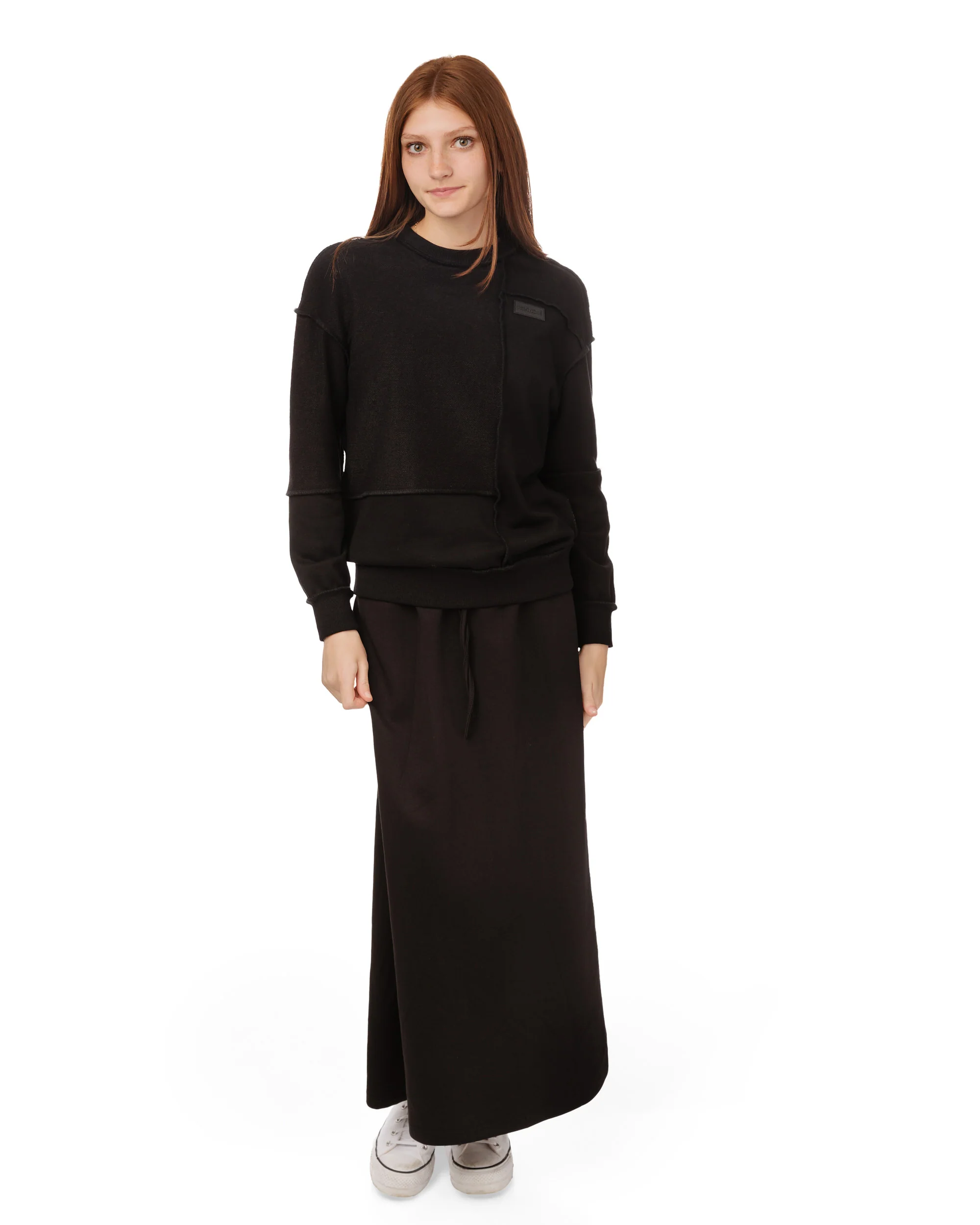 Black Raw Edge Straight Skirt - Image 6
