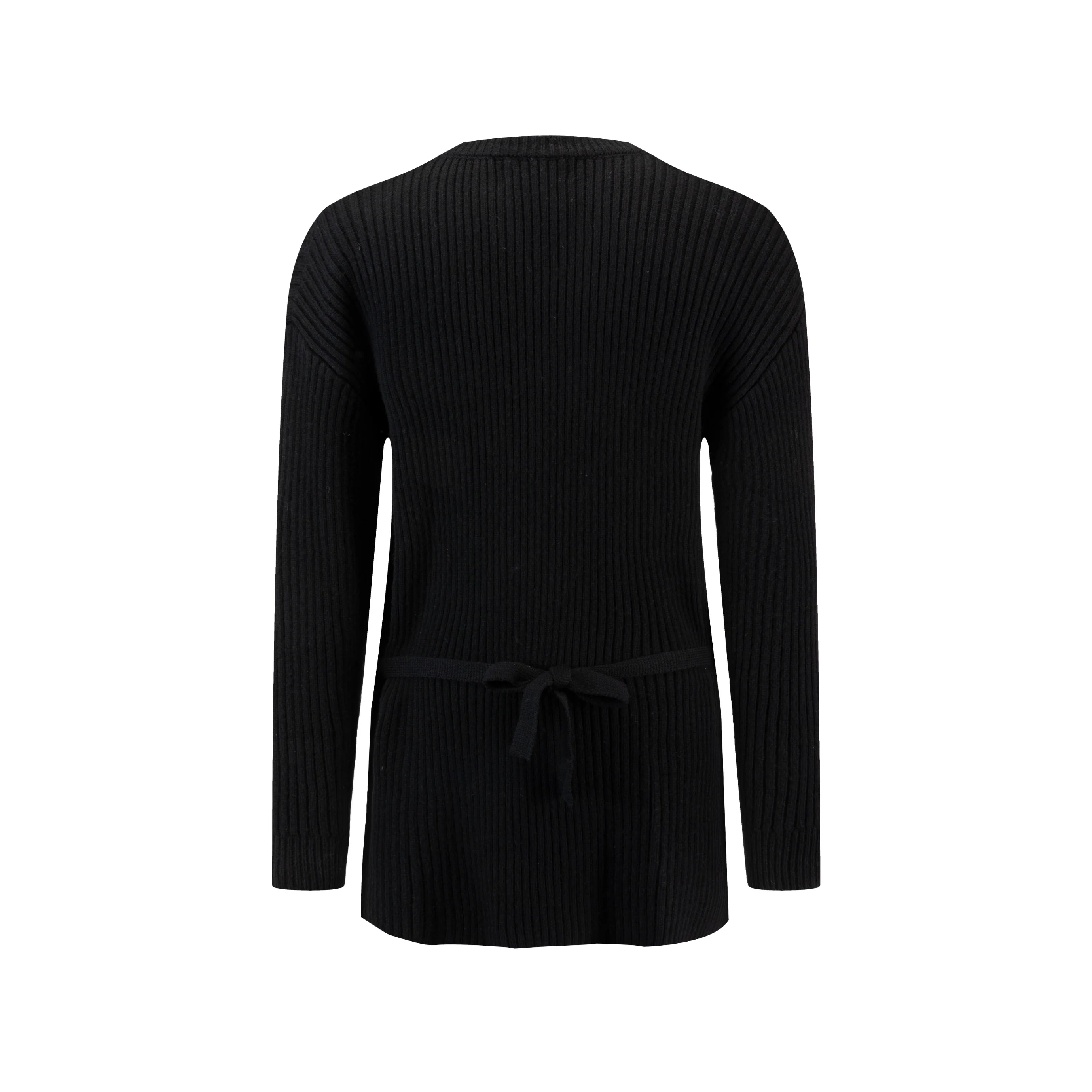 Ribbed Drawstring Hi-Low Hem Top - Black - Image 3