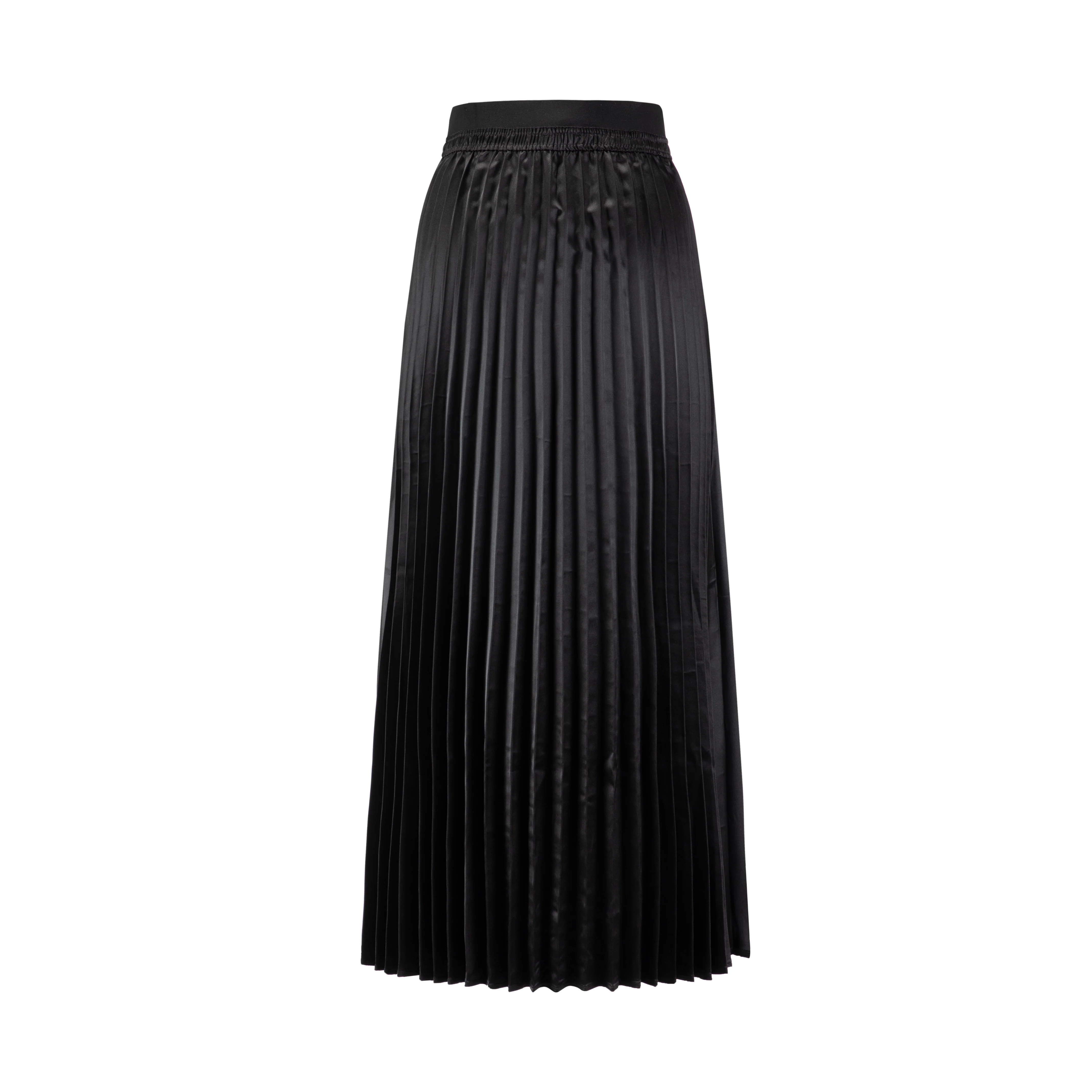 Black Satin Thin Pleated Skirt - Image 3