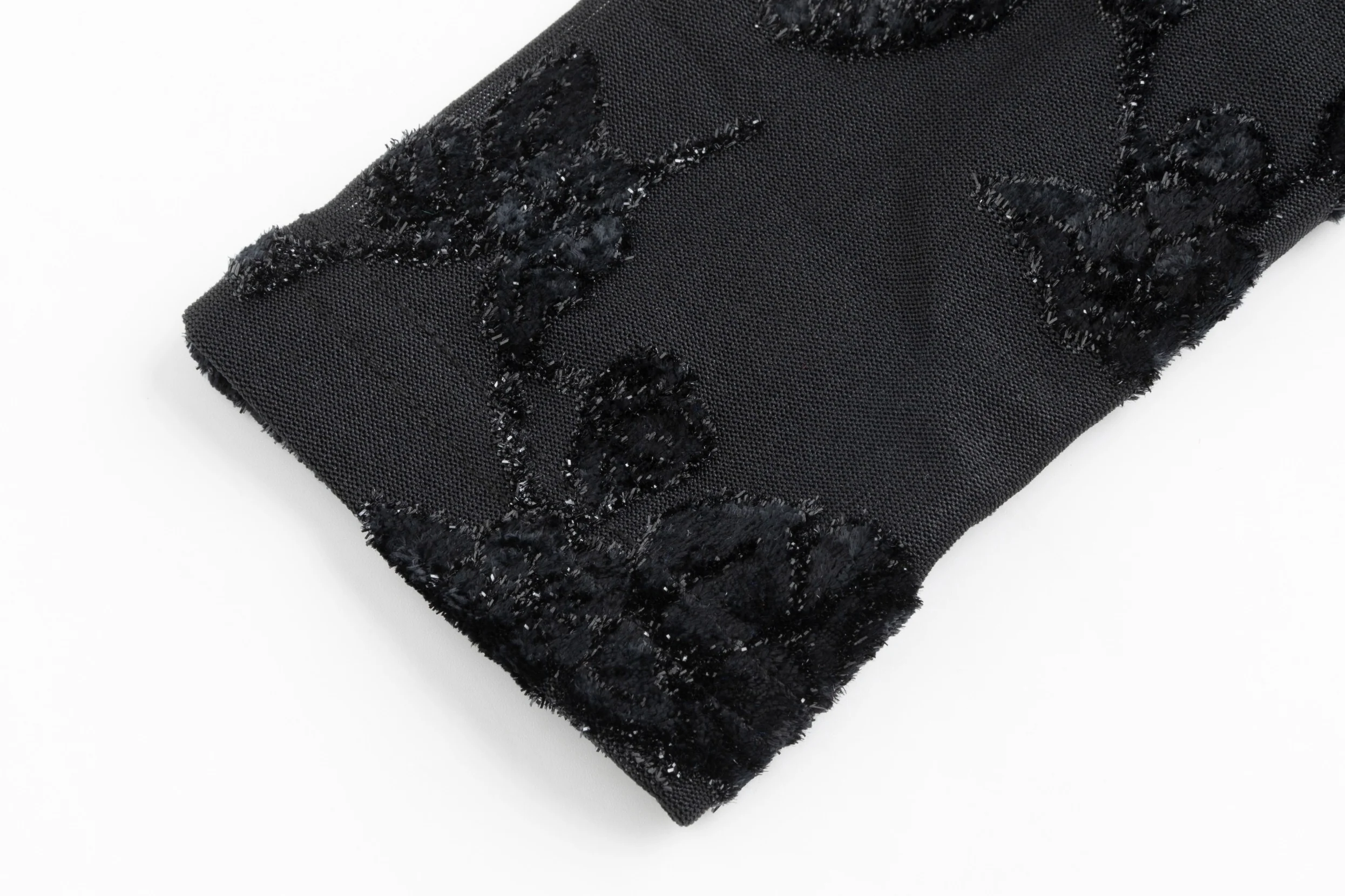 Black Shimmer Cut Velvet Mock Neck Top - Image 6