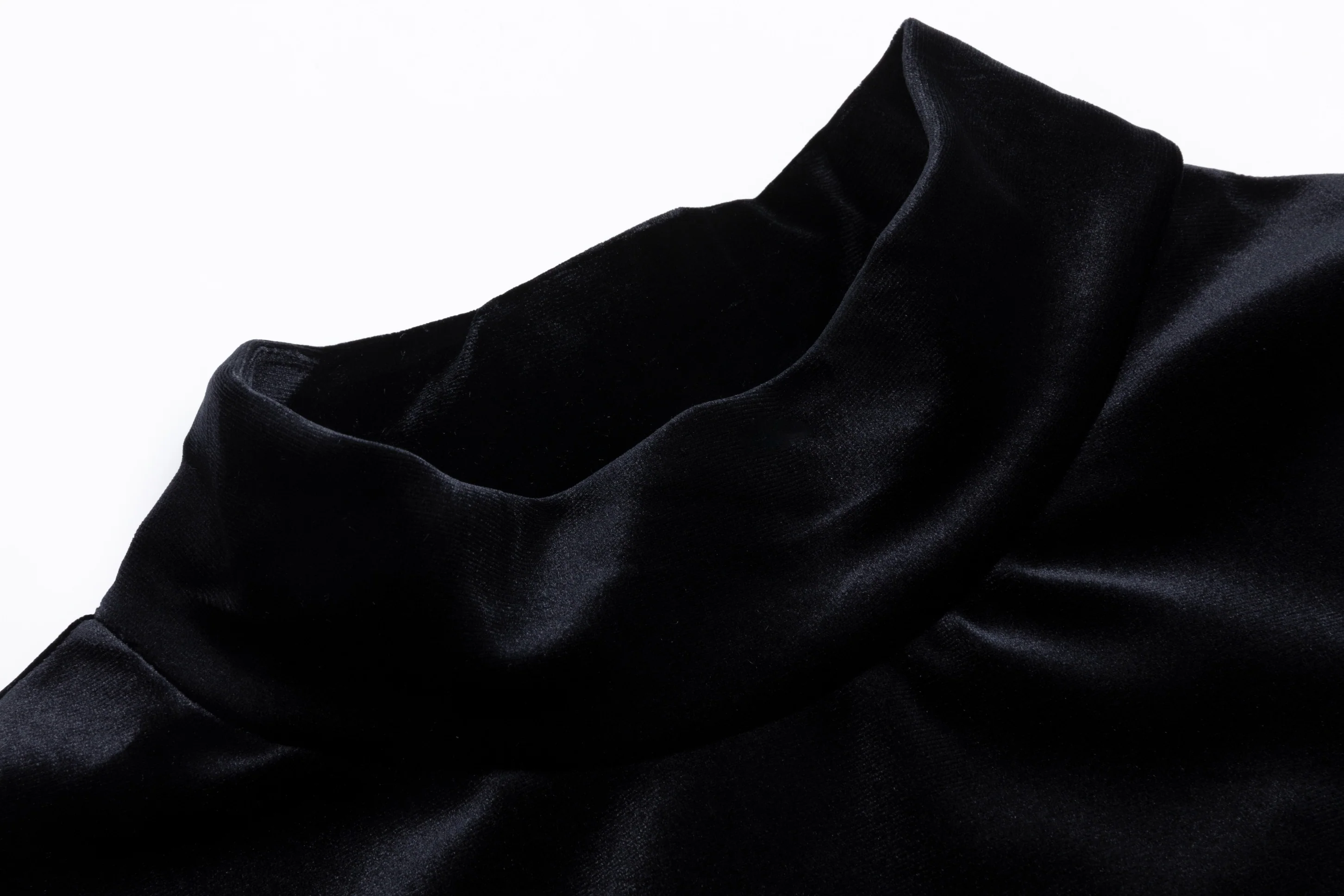 Solid Velvet Fitted Top - Black - Image 4