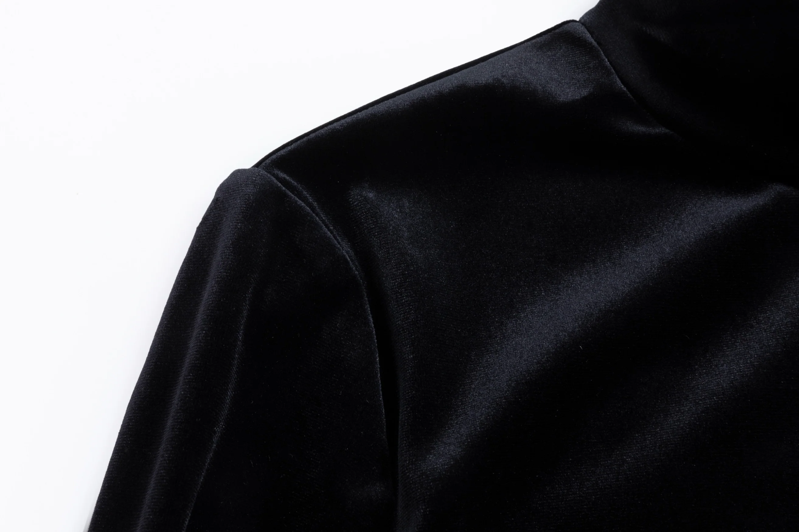 Solid Velvet Fitted Top - Black - Image 5